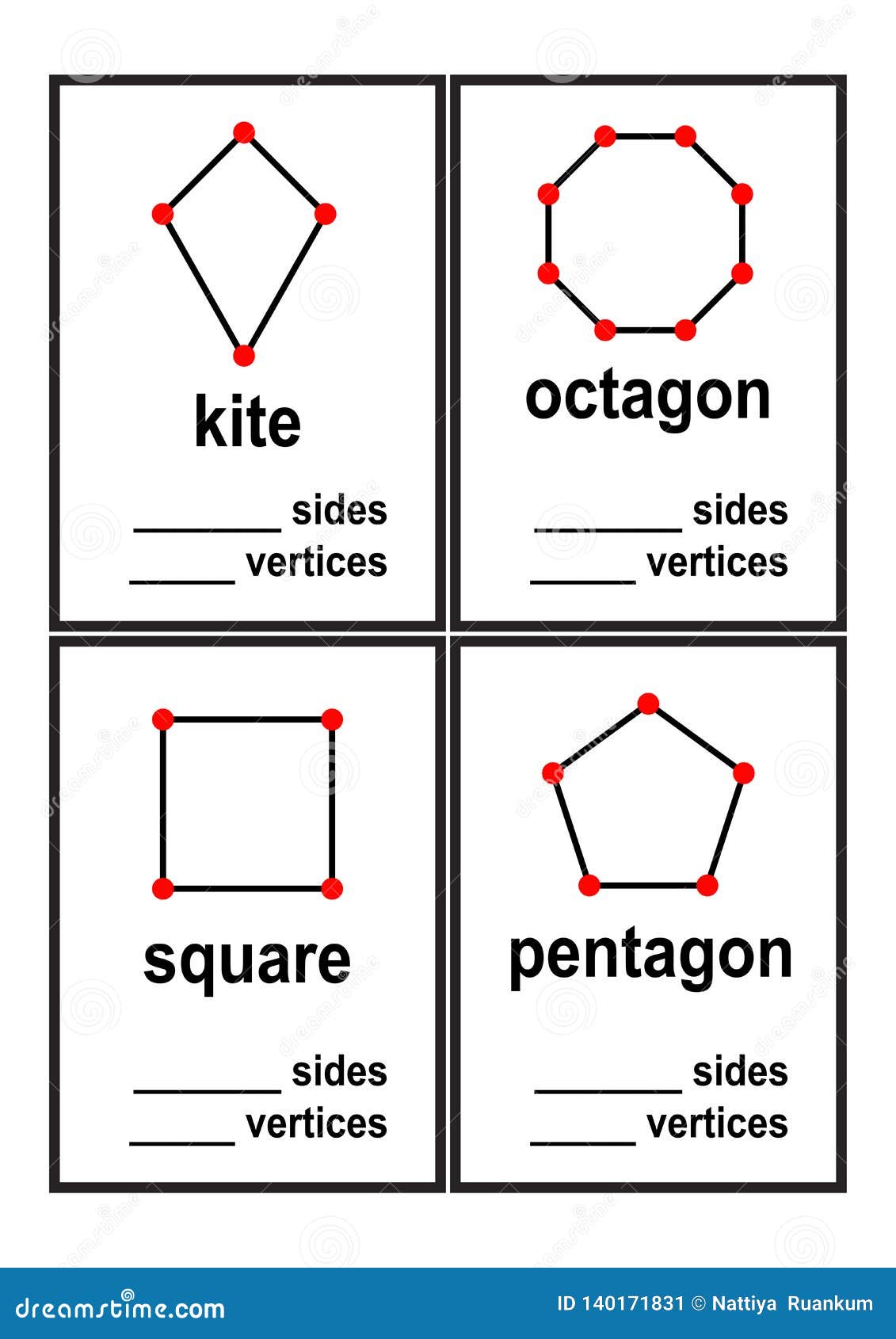 Count Sides and Vertices Shapes Worksheet for Preschool Kids Vector Stock  Vector - Illustration of shape, shapes: 140171831