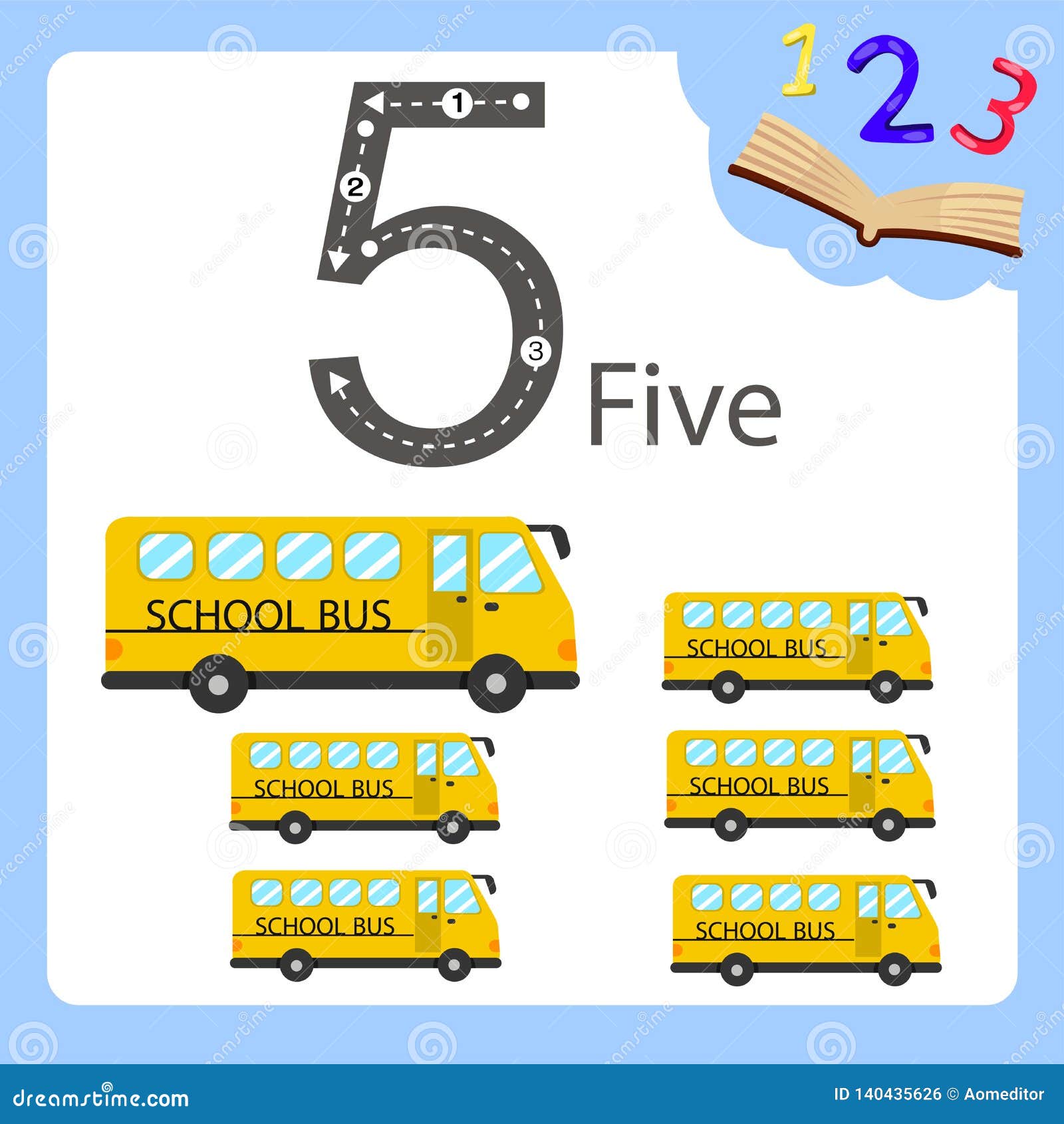 Illustrator of Five Number Bus Stock Vector Illustration of