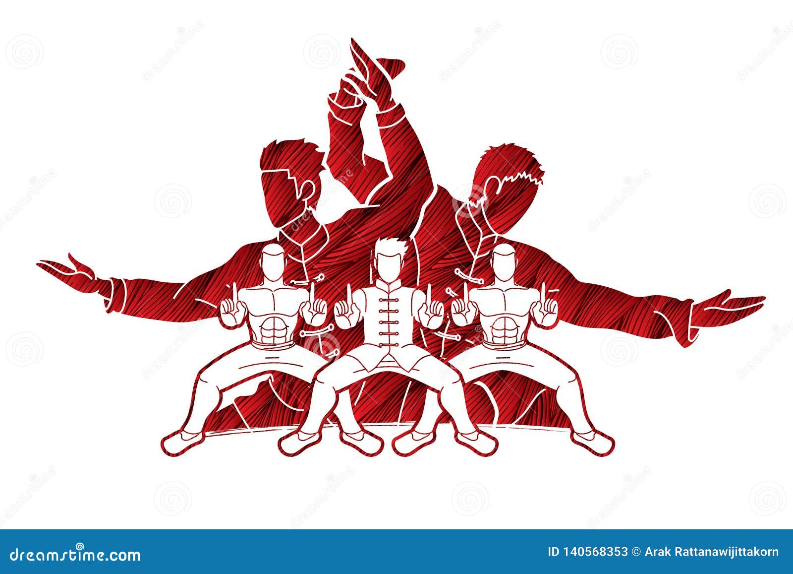 Kung Fu Fighter, Martial Arts Action Pose Cartoon Graphic Stock Vector ...