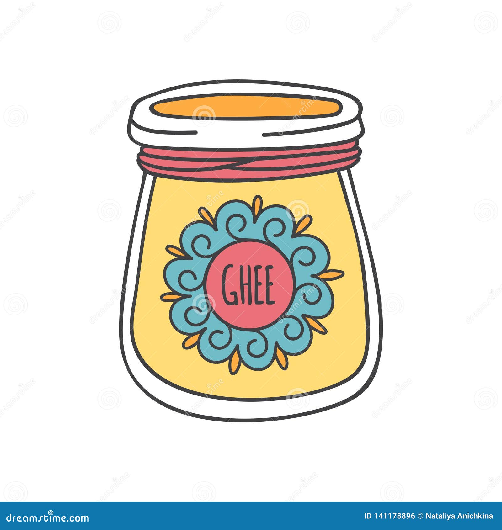 Ghee. Vector Illustration of Traditional Indian Ghee Butter Stock