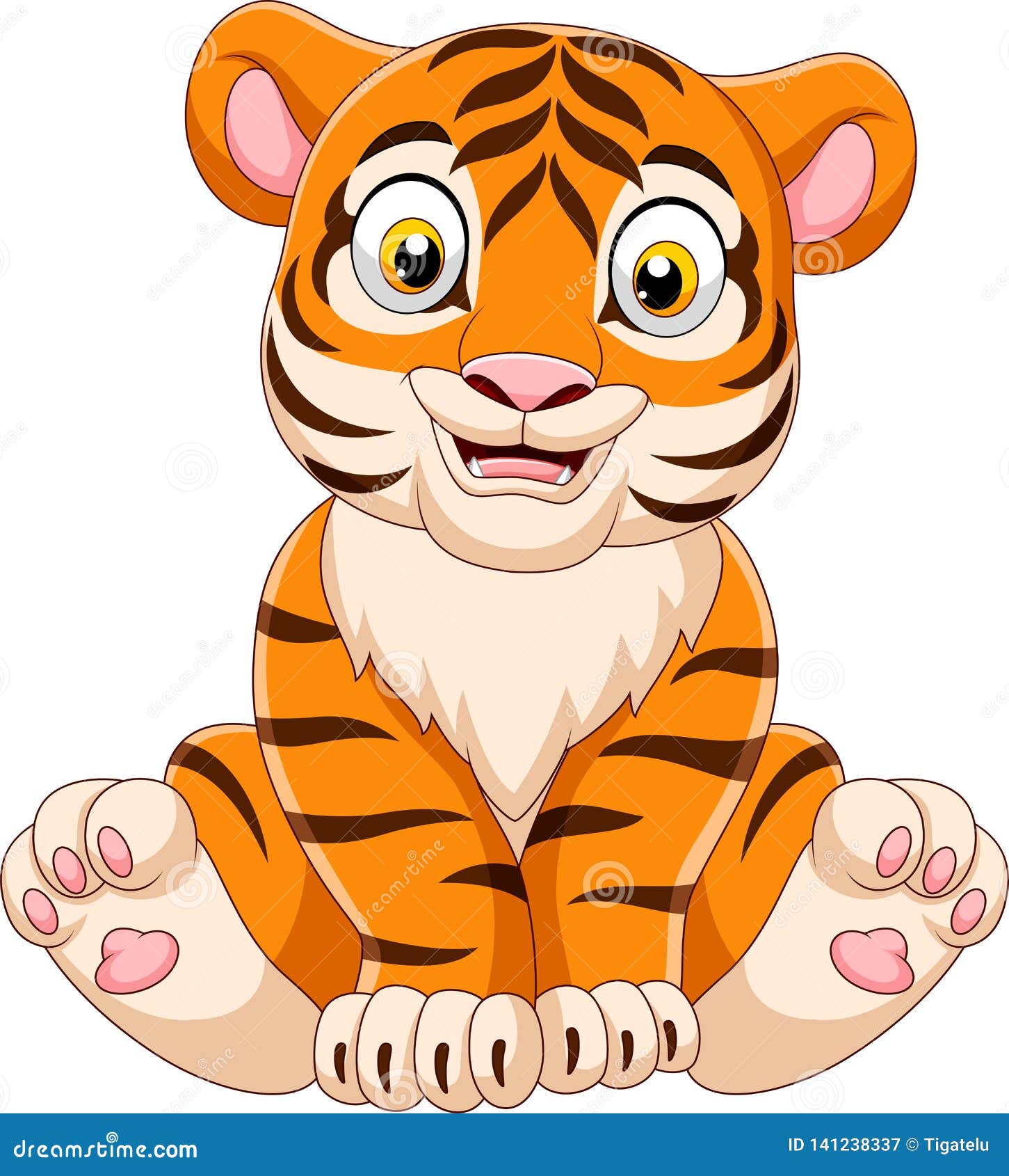 Cartoon baby tiger sitting stock vector. Illustration of sitting - 141238337
