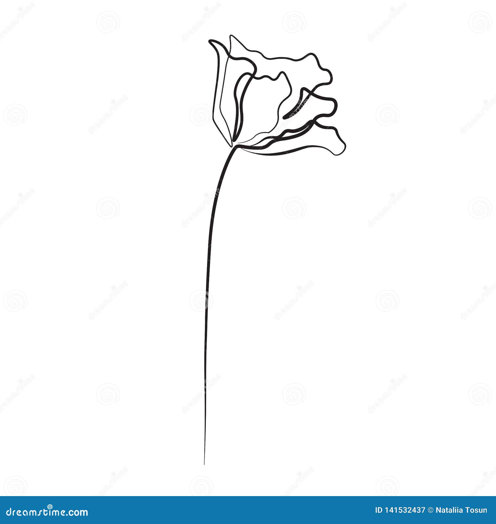 Print One Line Drawing Flower, Vector Illustration Stock Vector ...