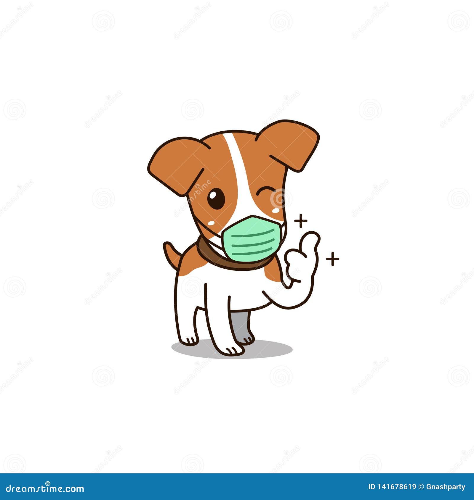  cartoon cute dog wearing hygienic mask