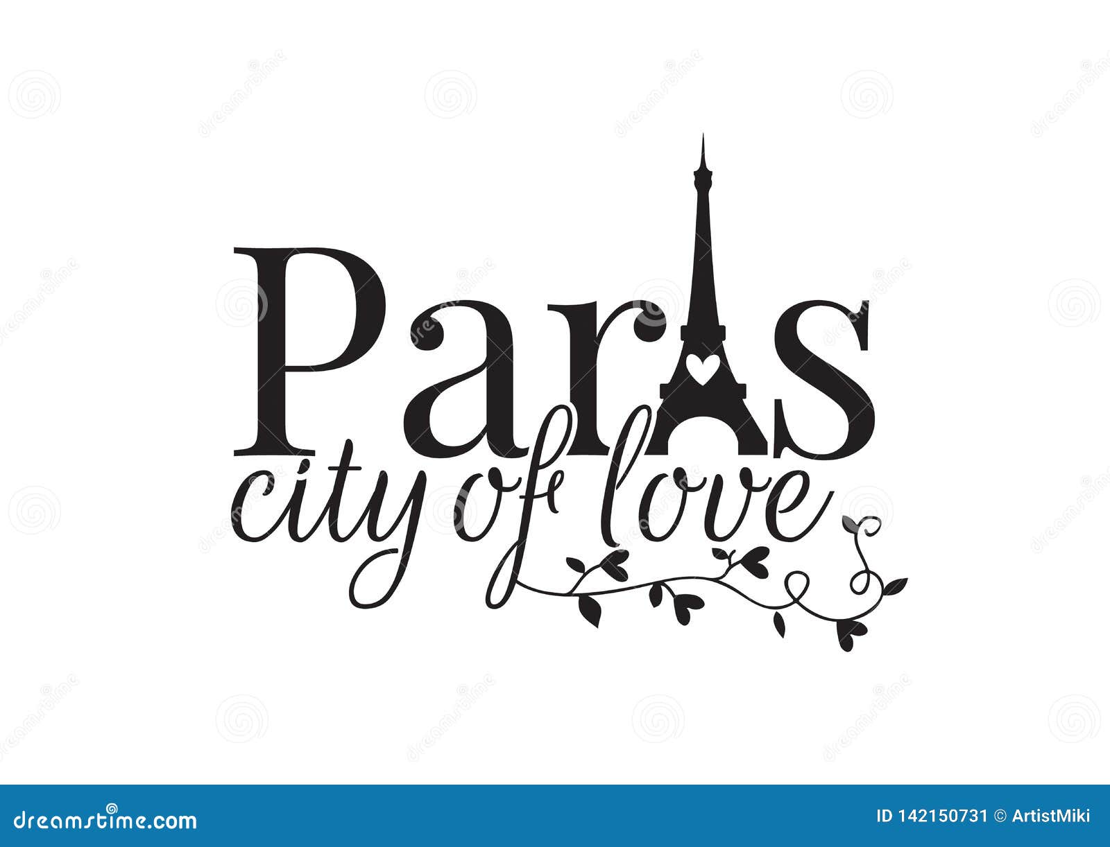 paris city of love, wording , wall decals, eiffel tower