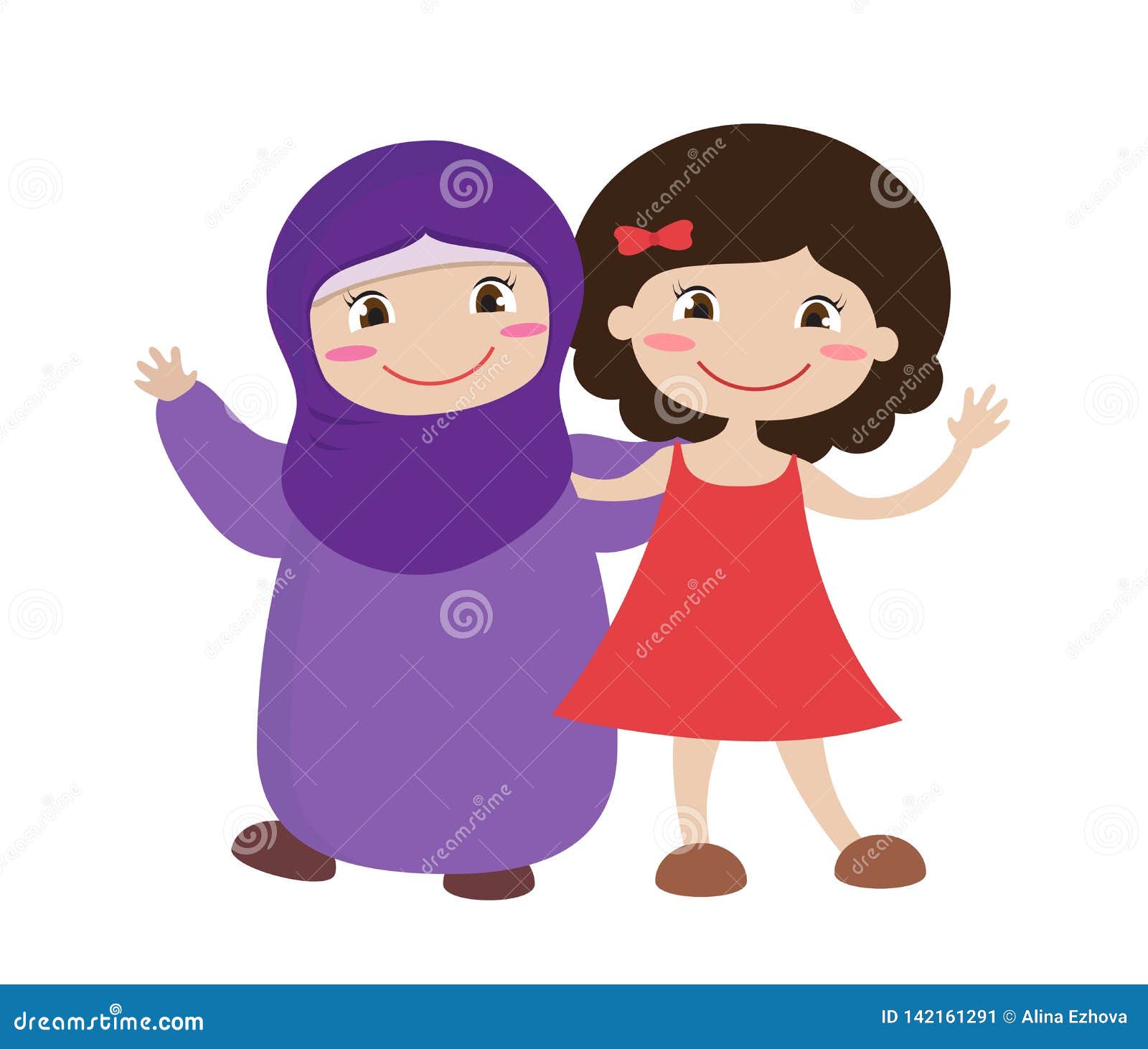 Two Girls Together on a White Background. Vector. Stock Vector ...
