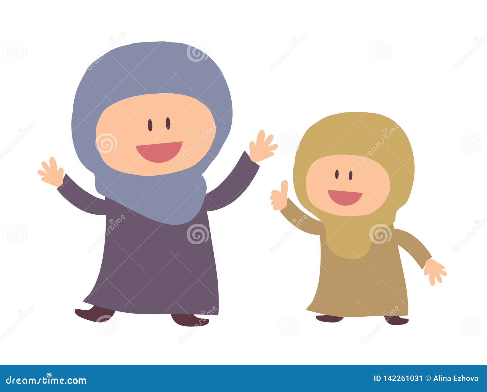 Two Muslim Girls on White Background. Stock Vector - Illustration of ...