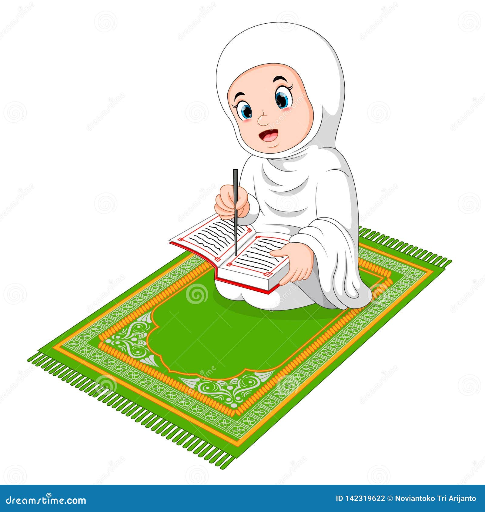 Muslim Girl Reading Holy Quran Stock Vector Illustration of like