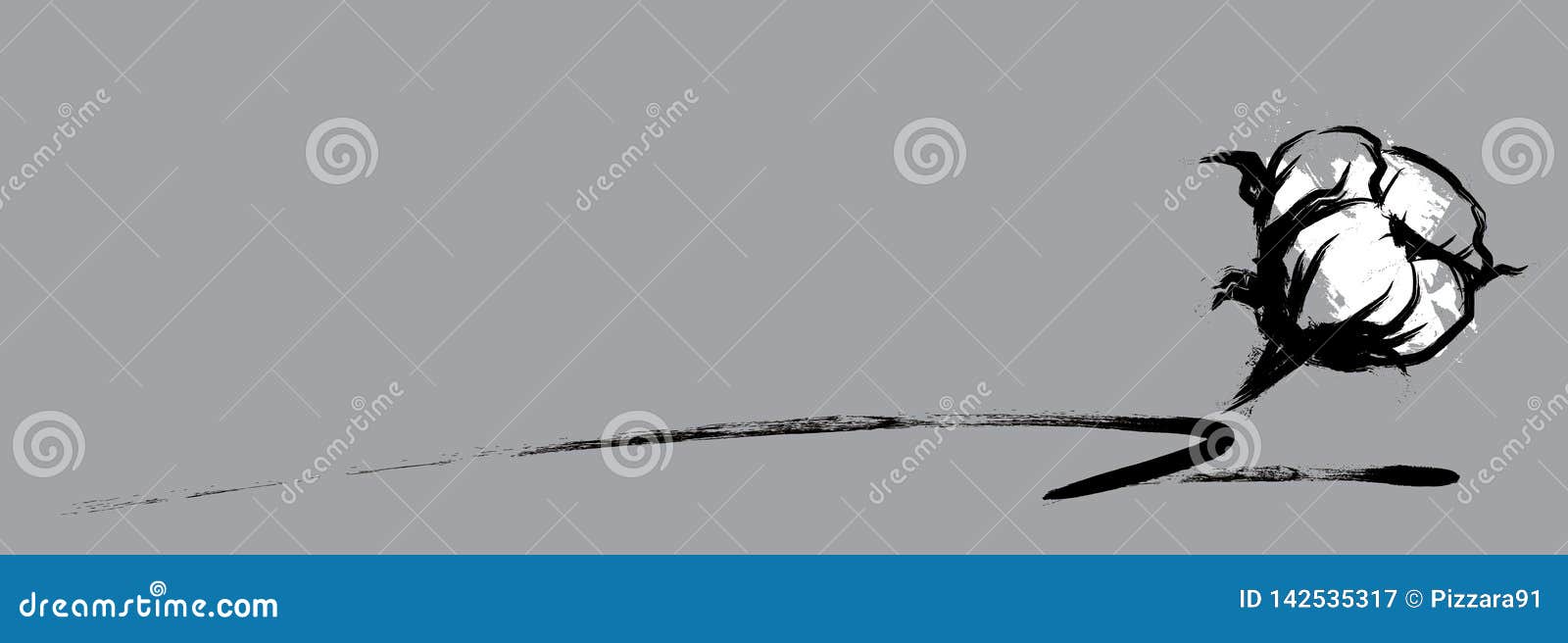 Cotton Flower Handdrawn Brush Style Stock Vector Illustration of handdrawn, farm 142535317