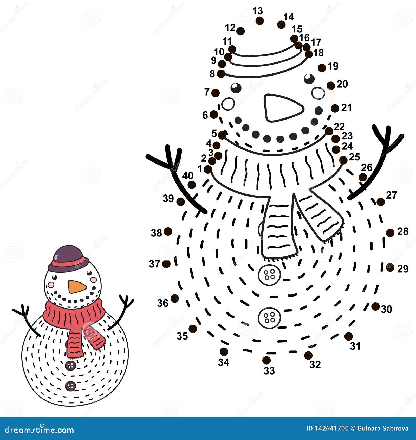 connect the dots and draw a funny snowman