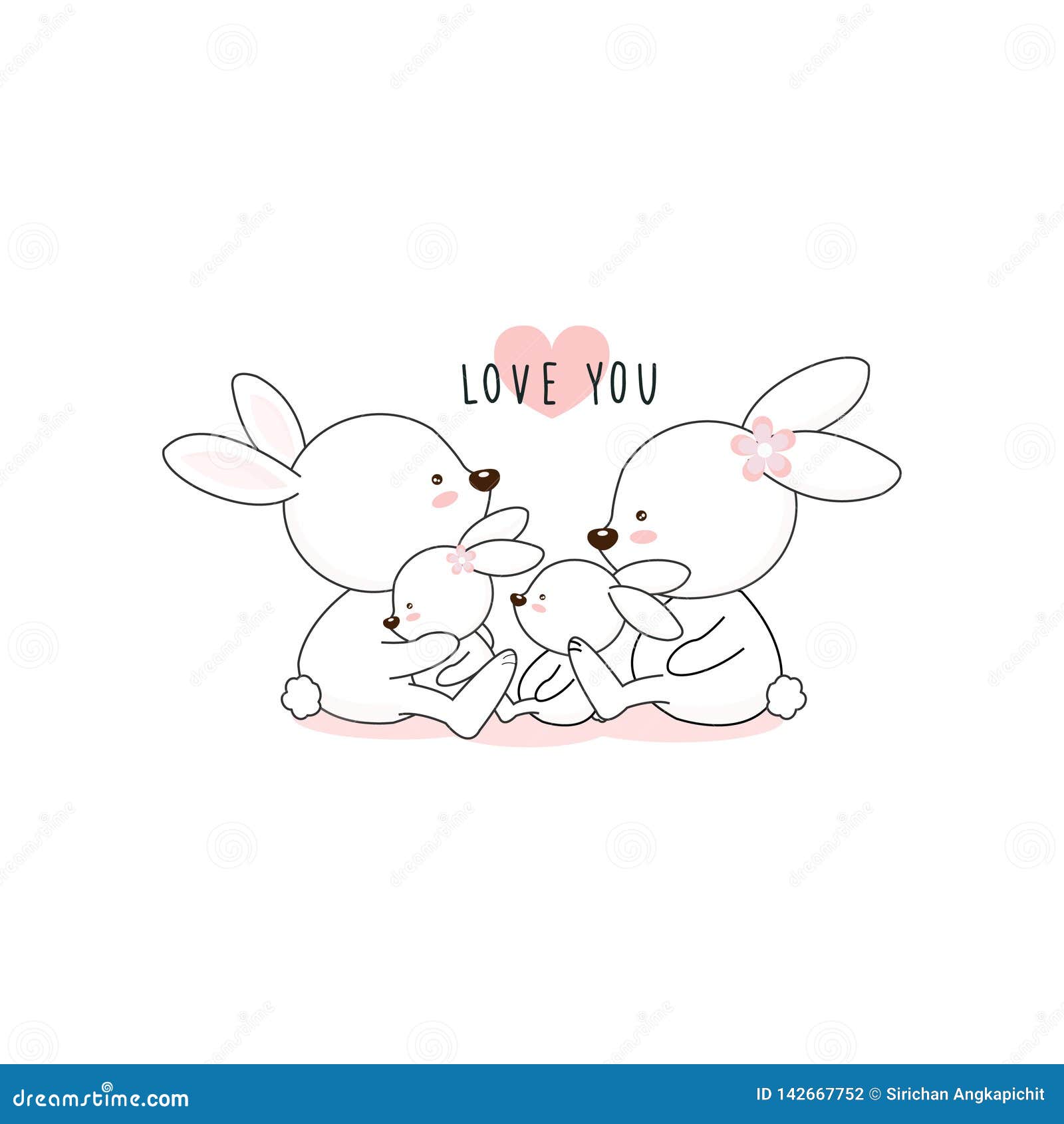 Download Lovely Cartoon White Rabbit Family. Stock Vector ...