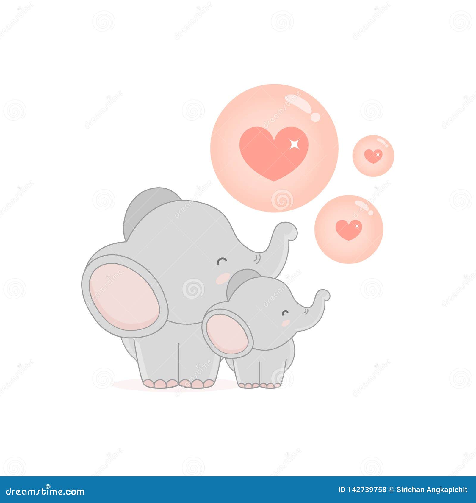Little Elephant Blowing LOVE Bubbles. Stock Vector Illustration of happy, baby 142739758