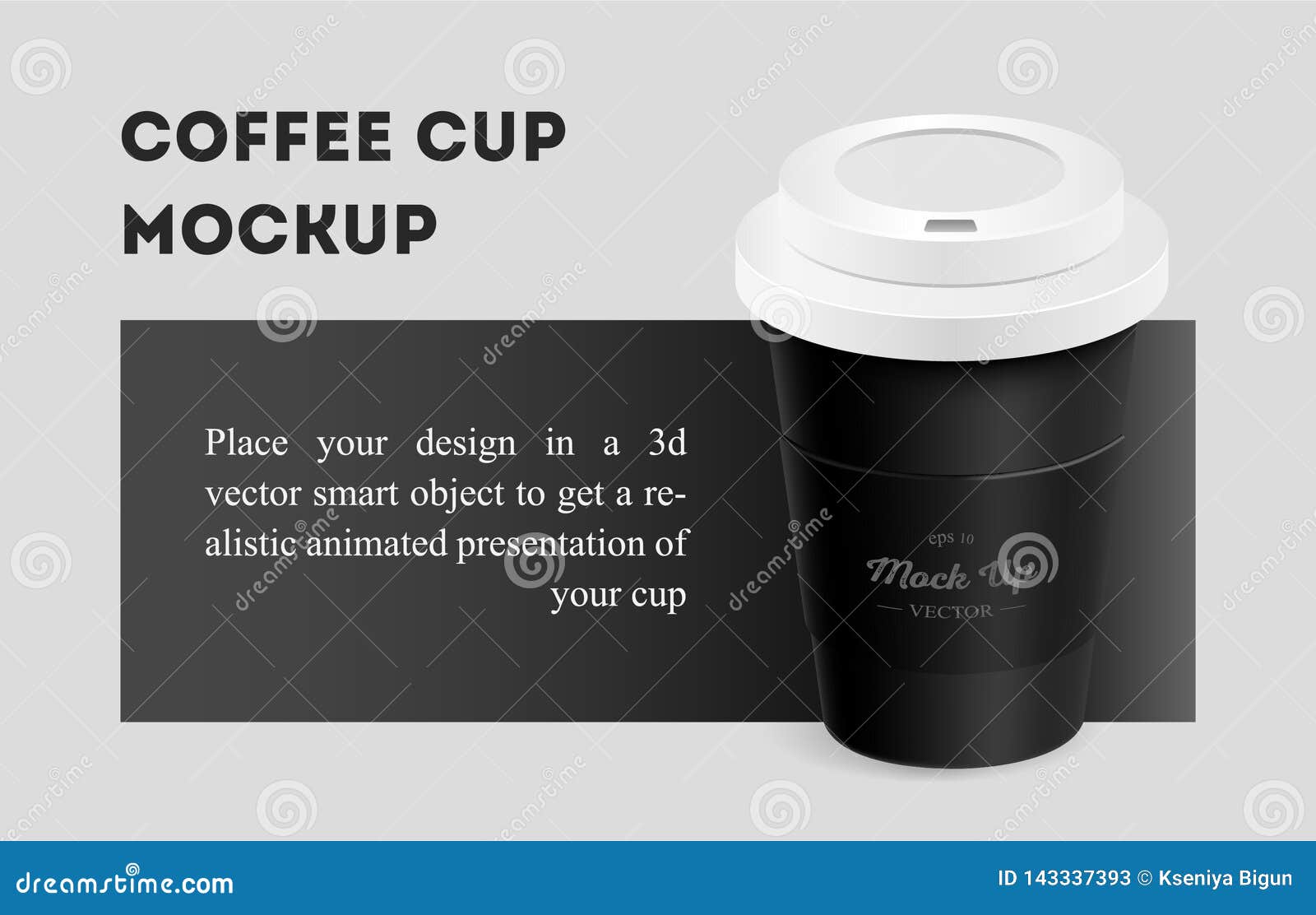 Download Black Coffee Cup With Holder Mockup On Background Stock Vector Illustration Of Package Breakfast 143337393