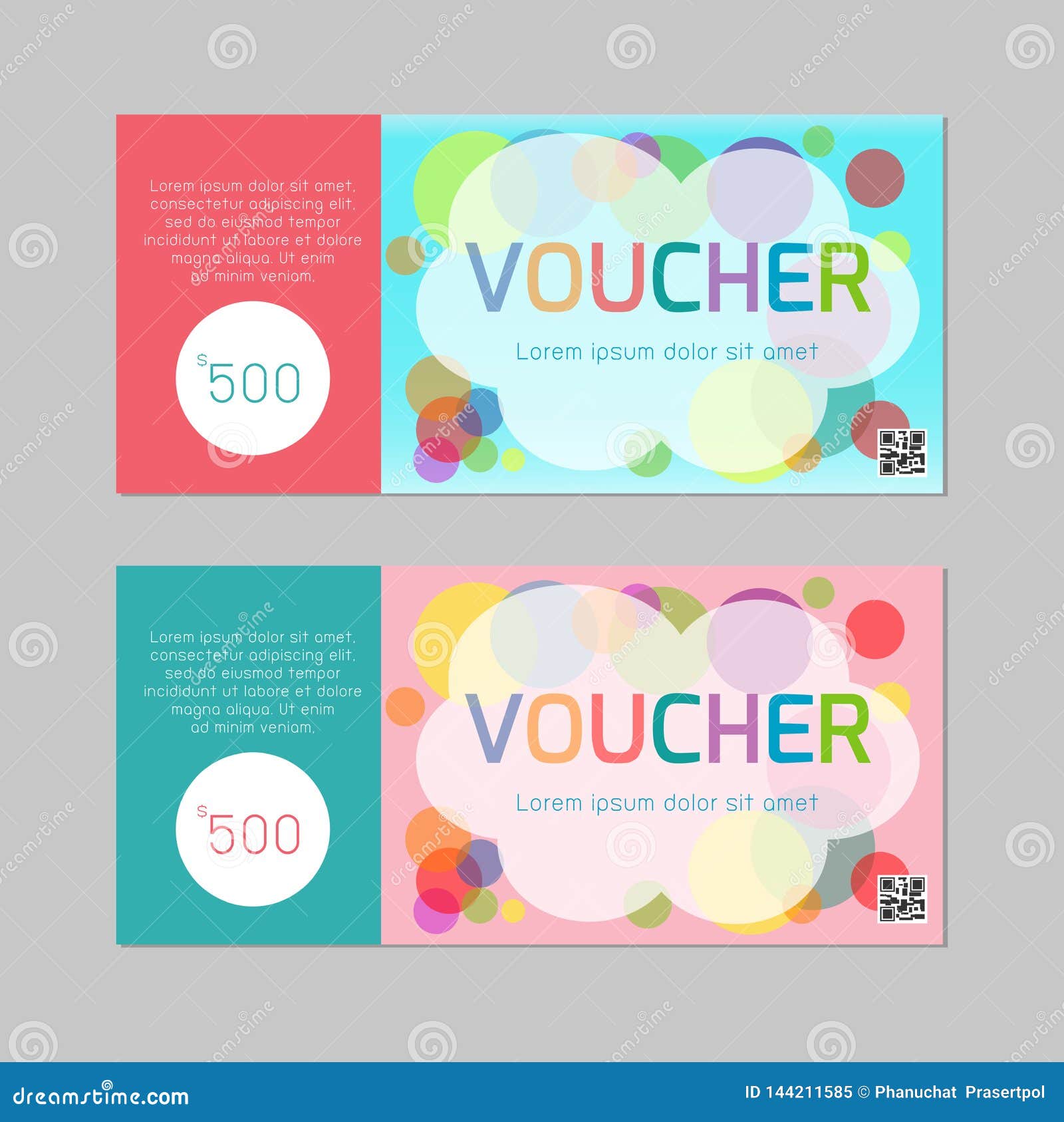 Gift Voucher Template with Colorful Pattern,cute Gift Voucher
