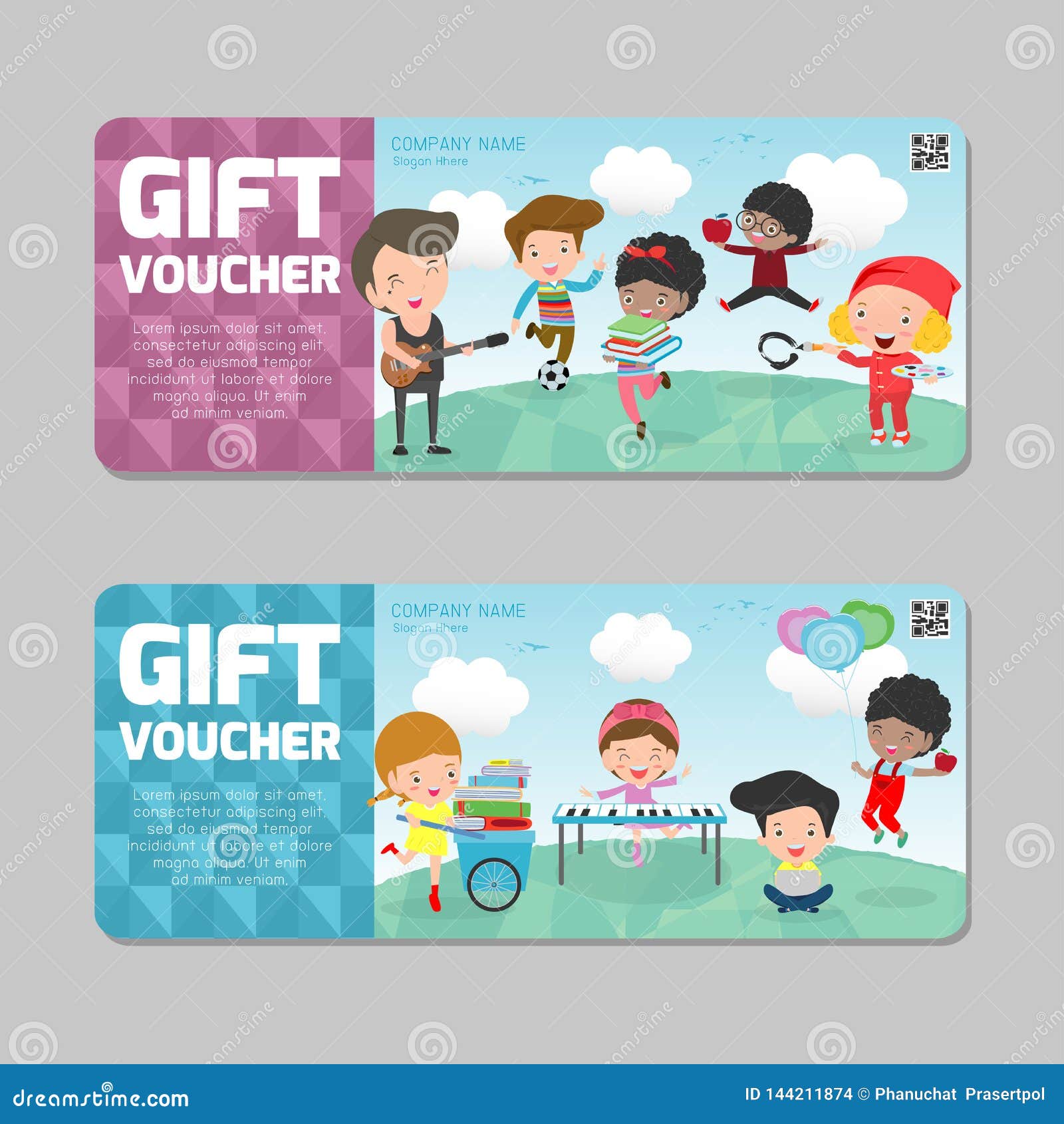 Gift Voucher Template with Colorful Pattern,cute Gift Voucher