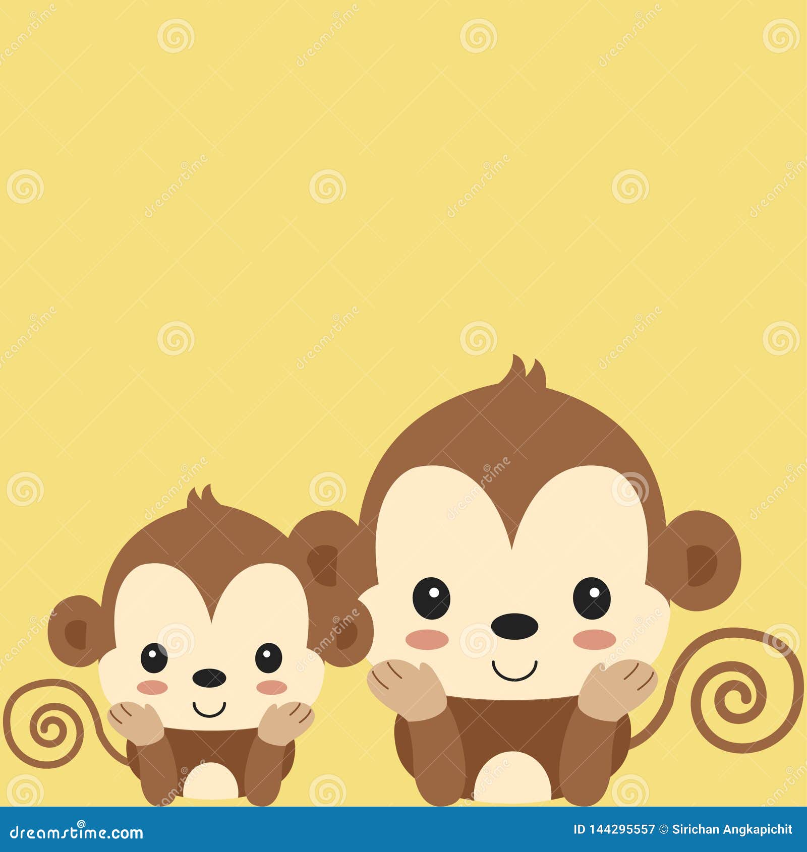 Cute Mom And Baby Monkey Cartoon Stock Vector Illustration Of Child Character