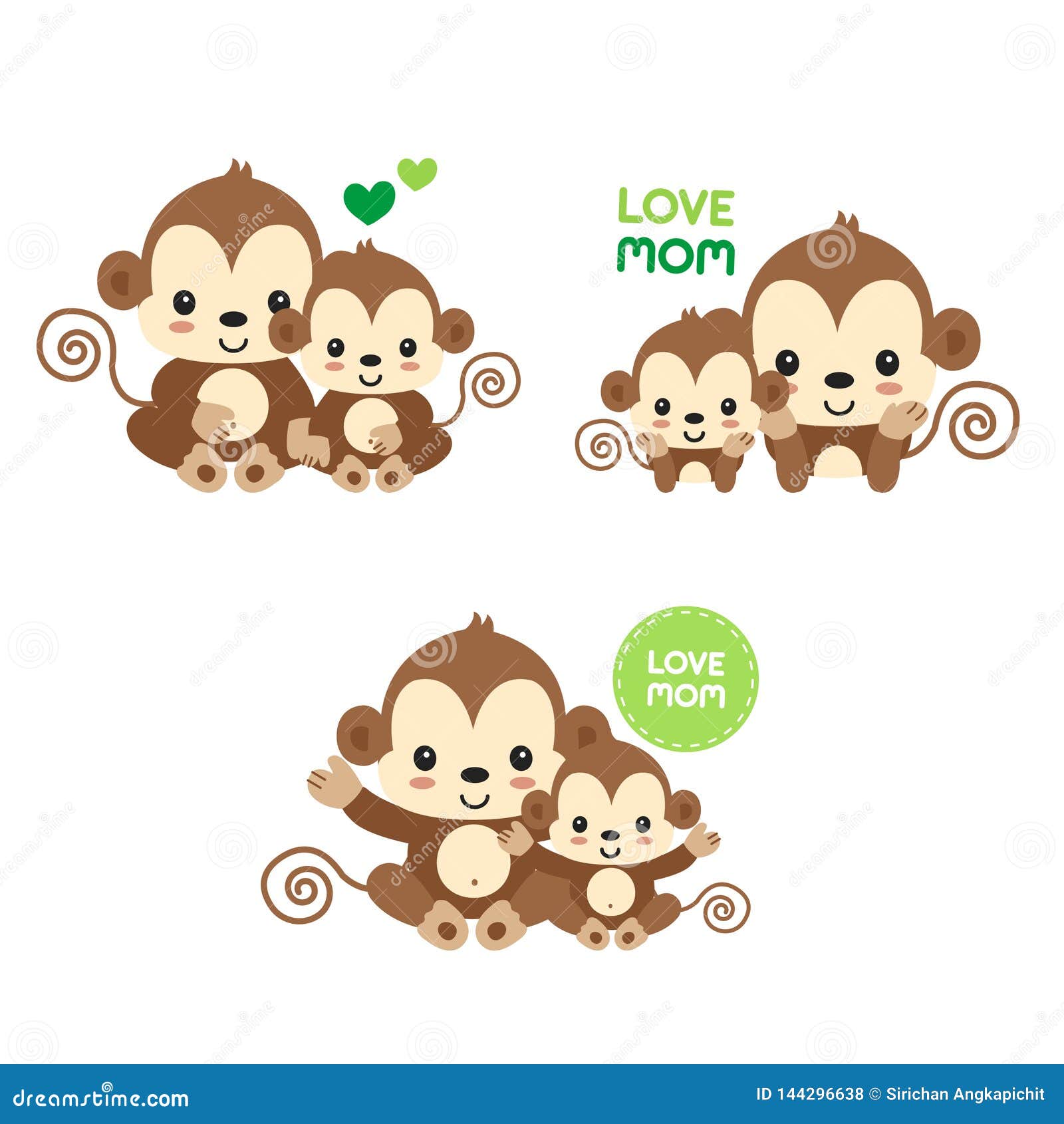 Mom And Baby Monkey Stock Vector Illustration Of Drawing