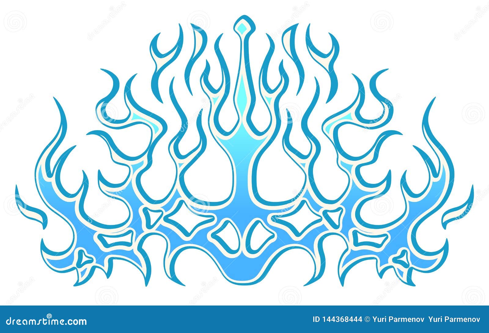 Frozen Ice Tribal Blue Flames, Sticker on the Hood. Car Bike Vehicle