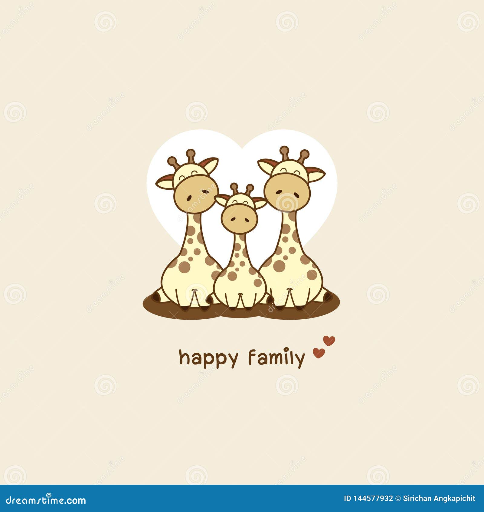 Happy Animal Family. Dad Mom and Baby Giraffe Cartoon. Stock Illustration -  Illustration of heart, card: 144577932