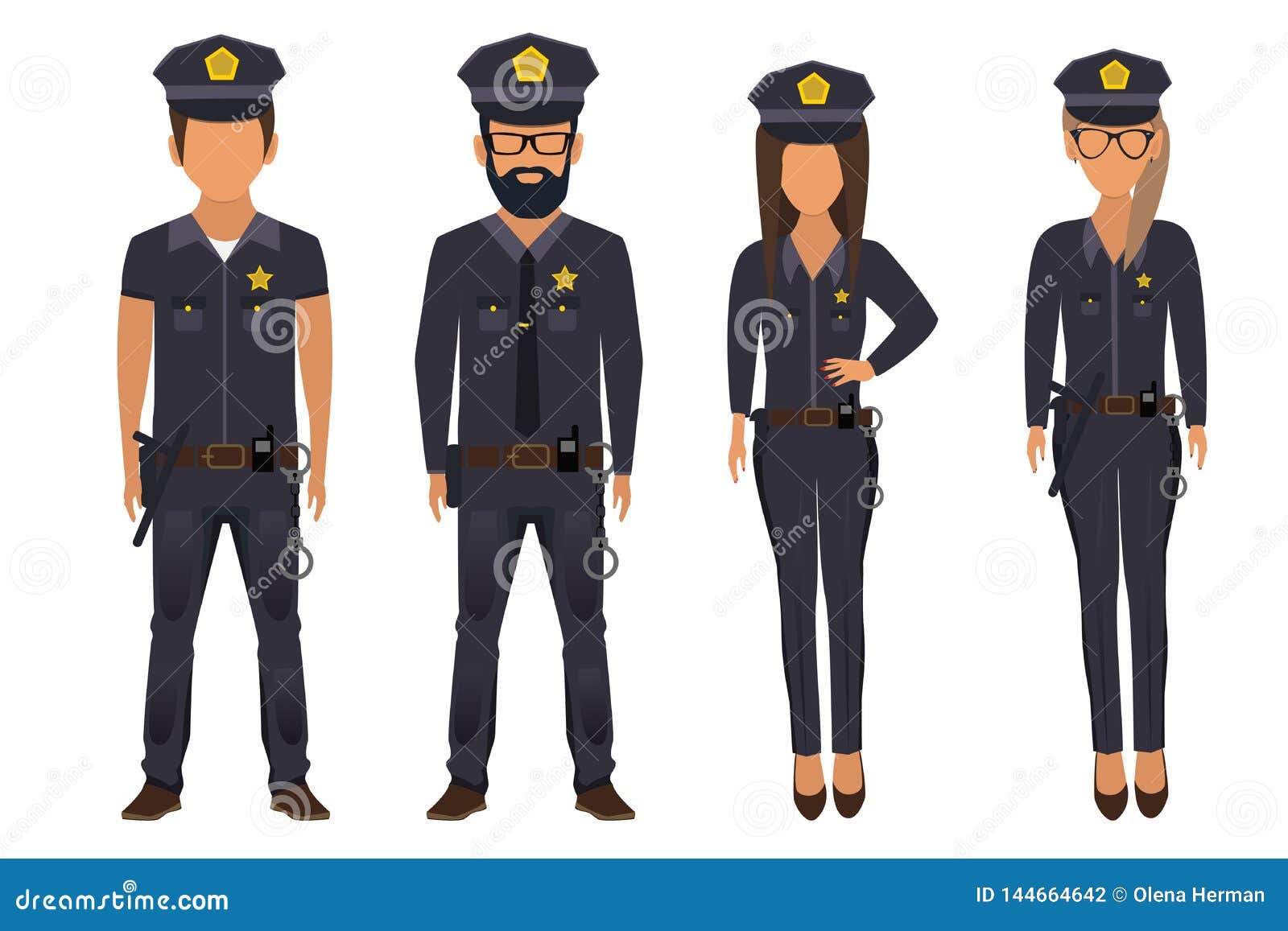 group of police officers. police man and police woman, cops.