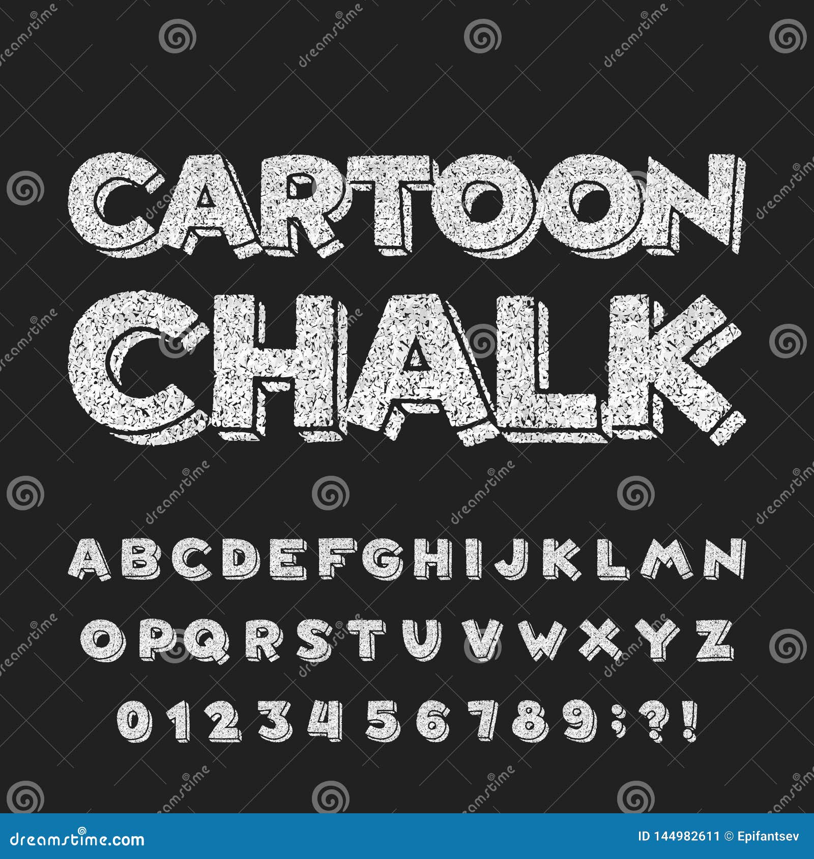 Cartoon Chalk Alphabet Font. Hand Written Comic Letters and Numbers Stock  Vector - Illustration of grunge, type: 144982611