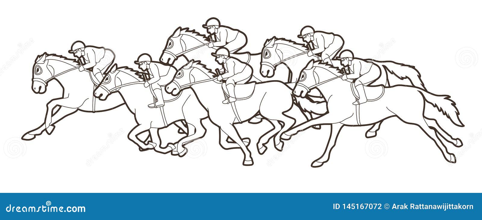 Black And White Jockeys Riding Horses Printables