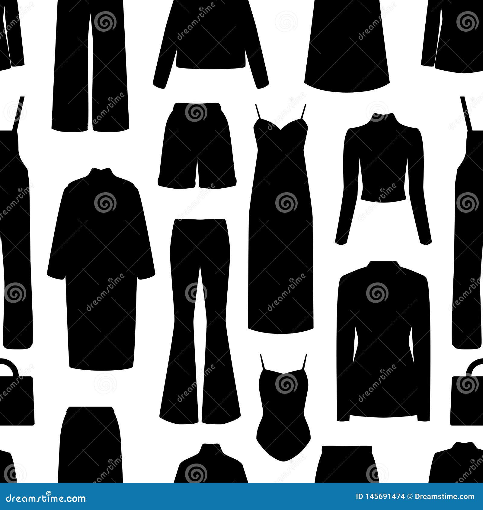 Seamless Pattern with Womans Clothes Stock Vector - Illustration of ...