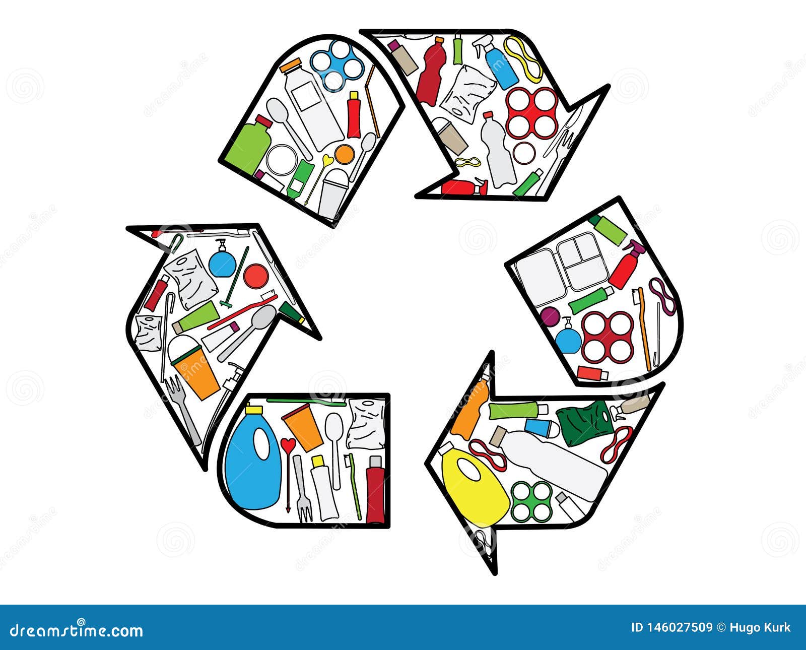 Recycling Logo Build Up from Plastic Products Stock Vector