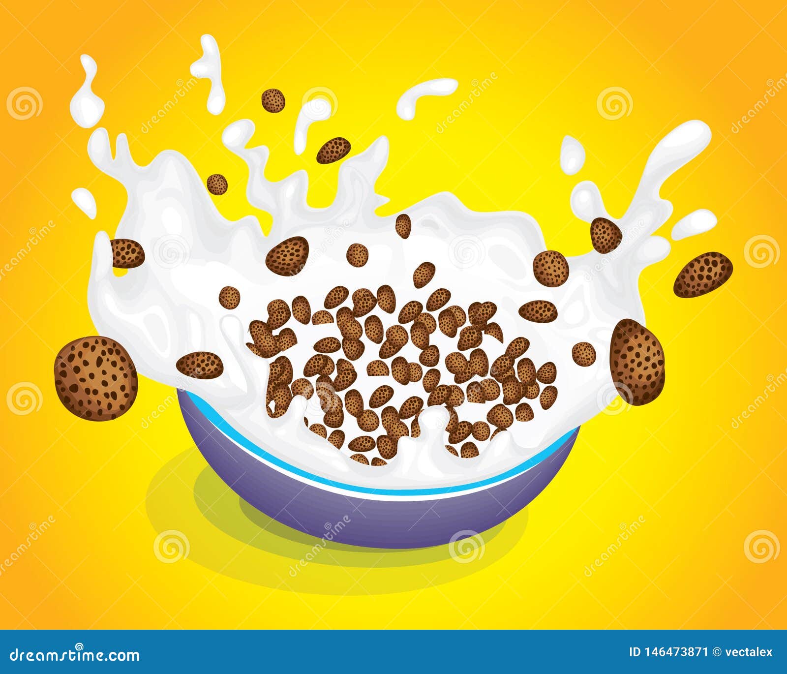 Cereal Bowl With Splash Milk And Cereals Vector Stock Vector