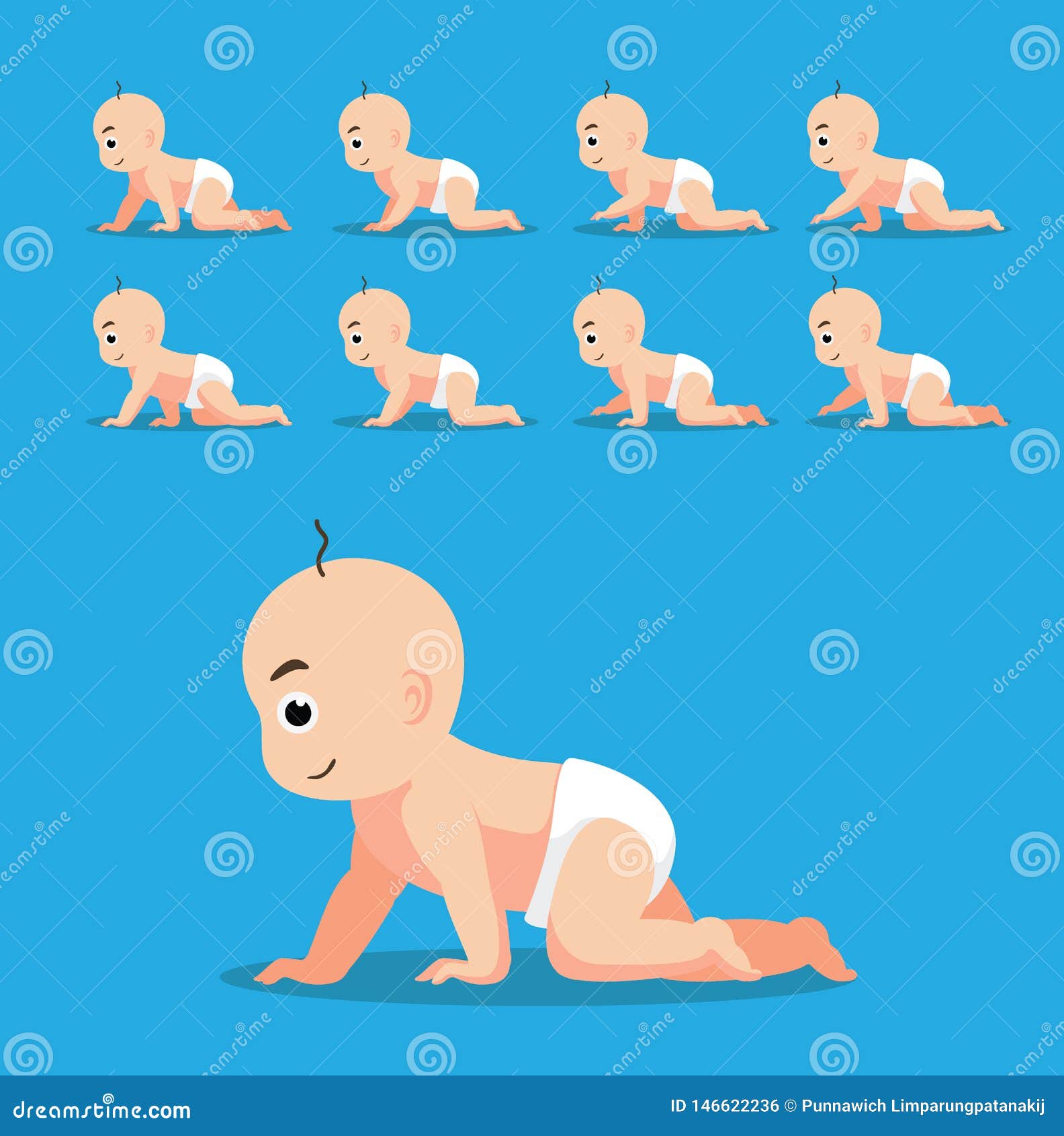 Cute Baby Crawling Cartoon Poses Vector Illustration Animation Sequence  Frame Character Stock Vector - Illustration of adorable, newborn: 146622236