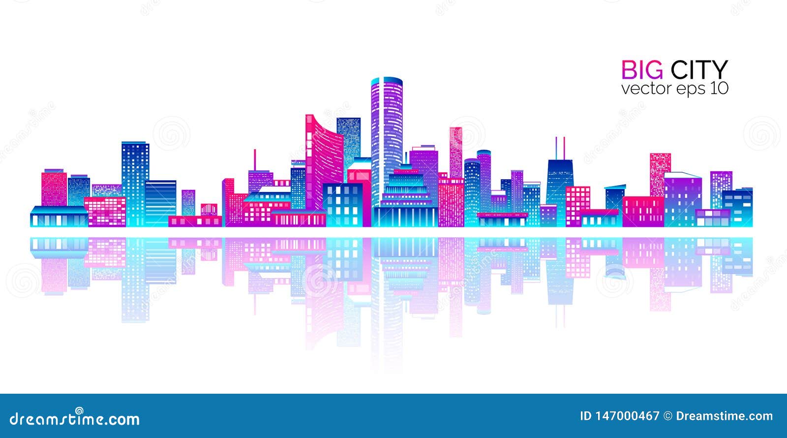 city scape with colorful various buildings