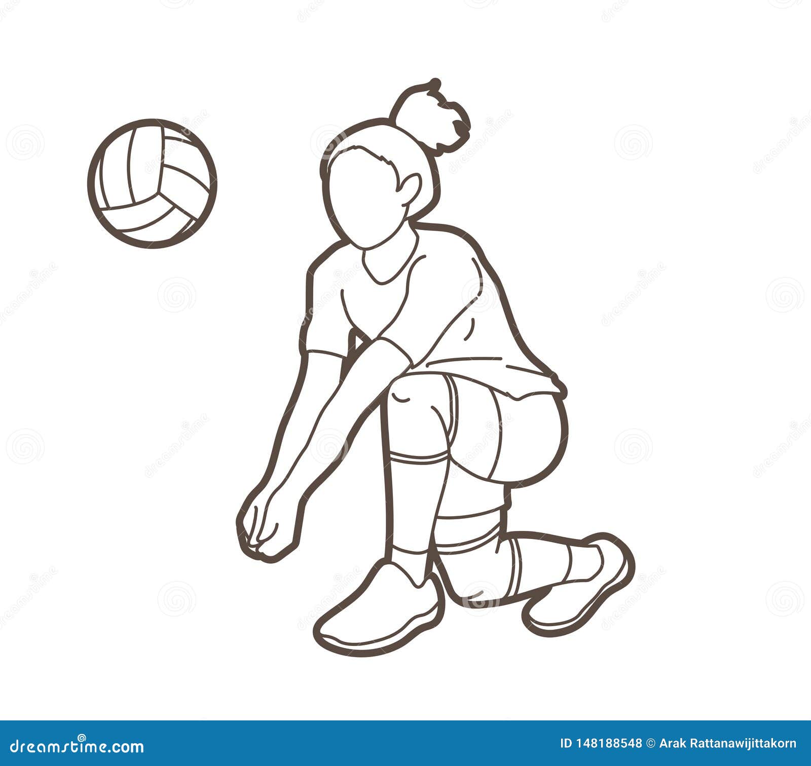 Woman Volleyball Player Action Cartoon Graphic Stock Vector ...