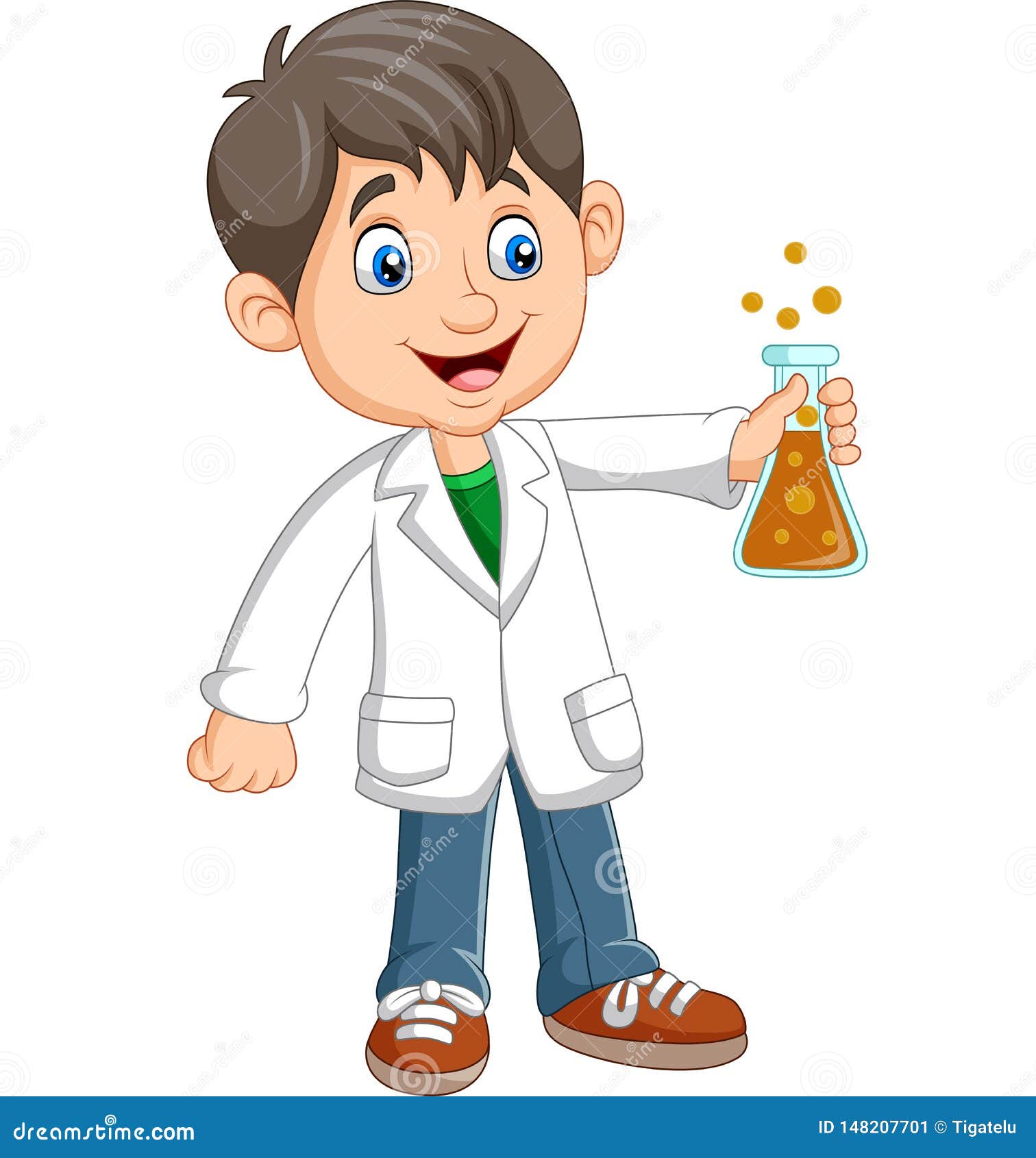 Cartoon Boy Scientist Holding Test Tube Stock Vector - Illustration of  flask, male: 148207701