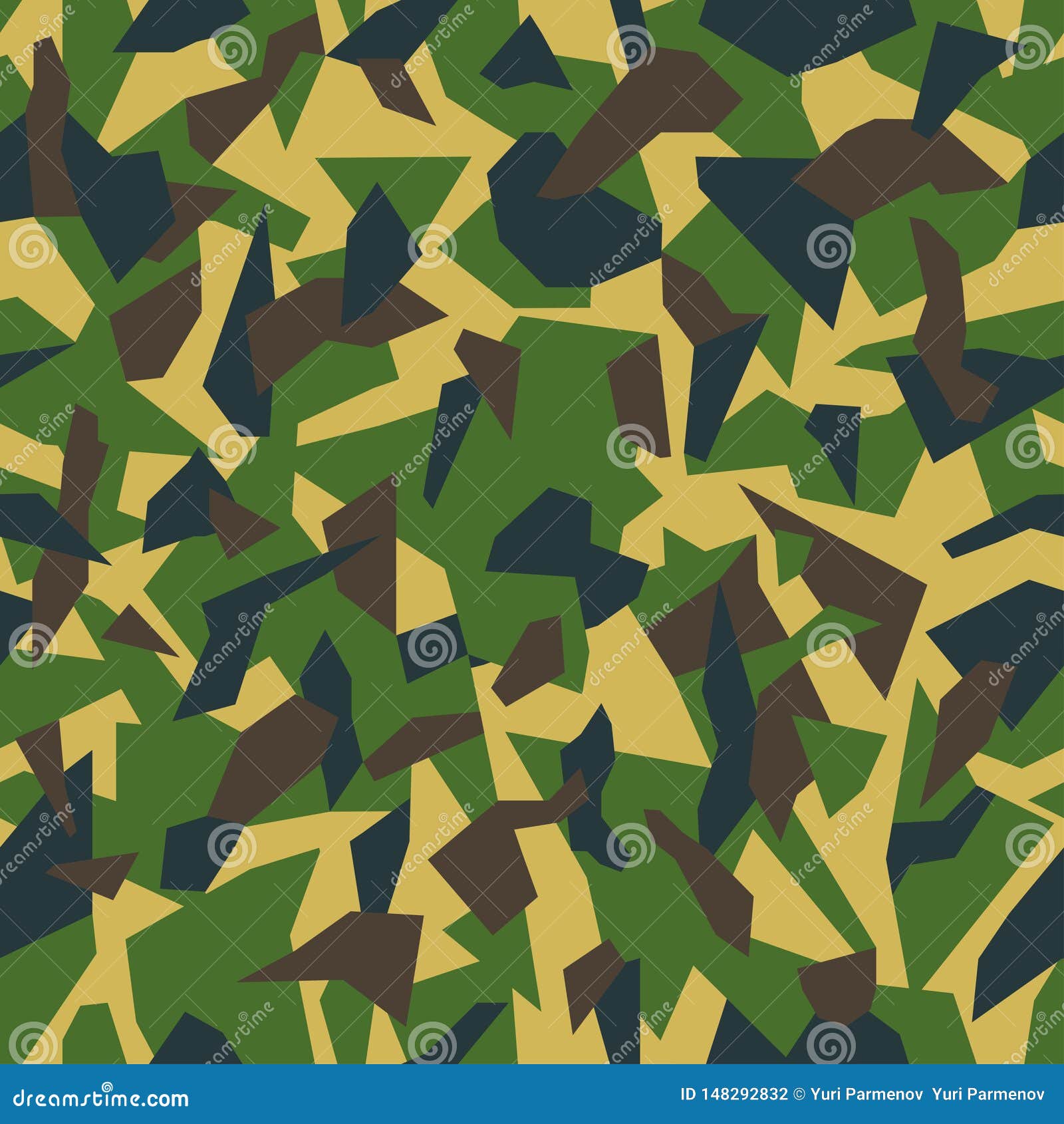Geometric Camouflage Seamless Pattern Background. Classic Khaki ...