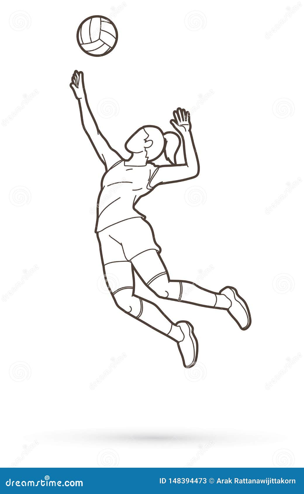 Woman Volleyball Player Action Cartoon Graphic Stock Vector ...