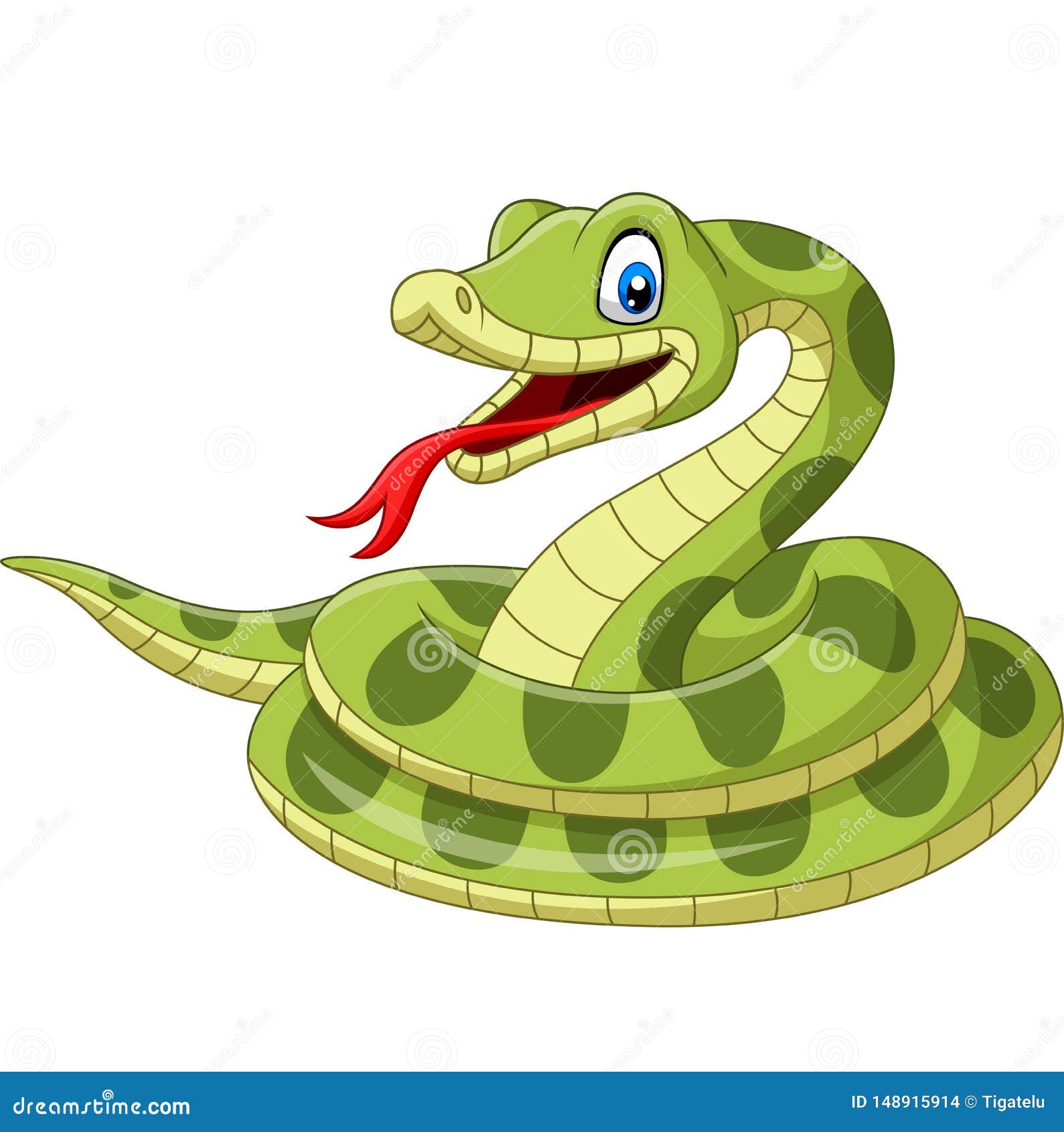 cartoon green snake on white background