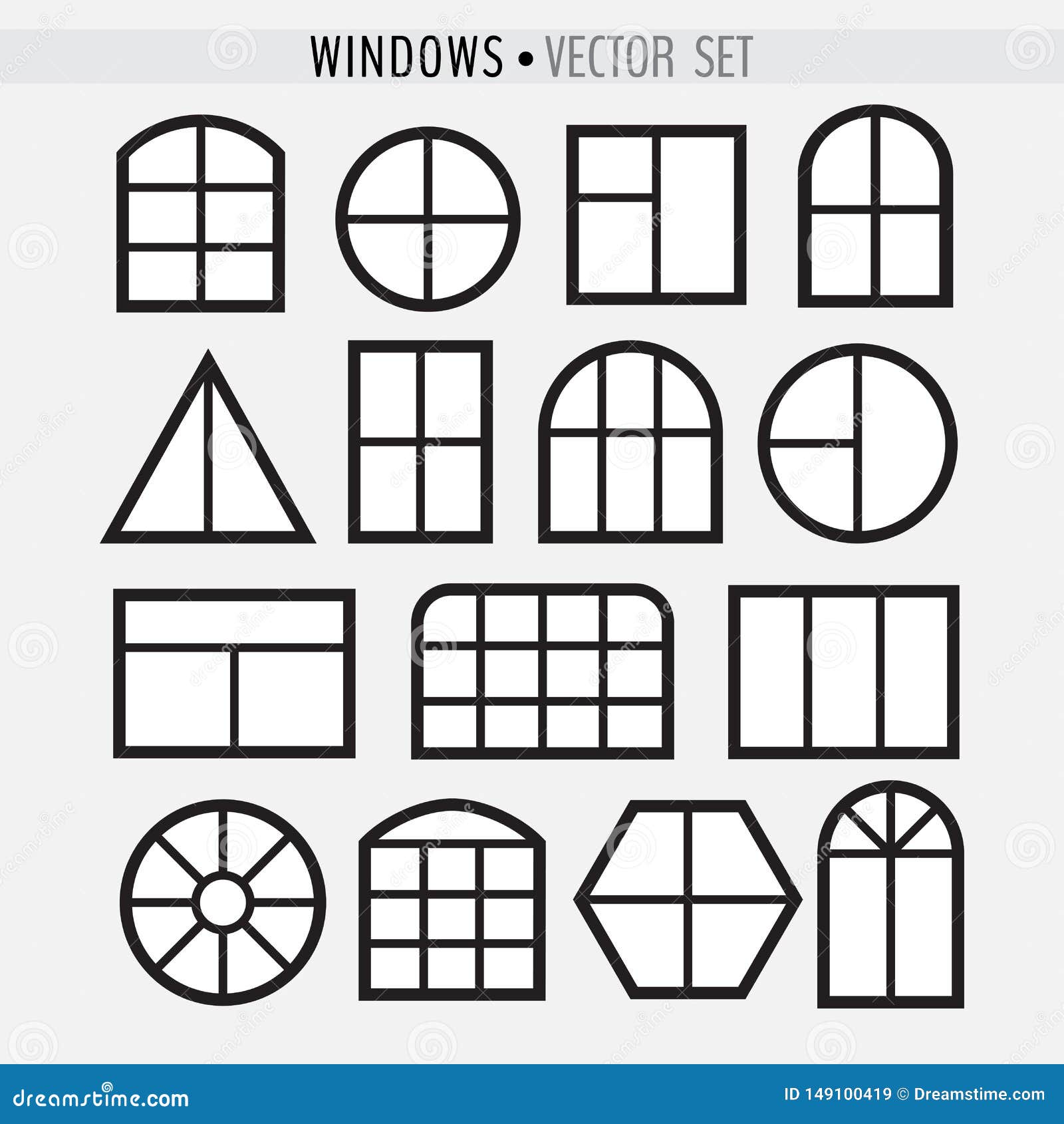 Various simple windows stock vector. Illustration of house - 149100419