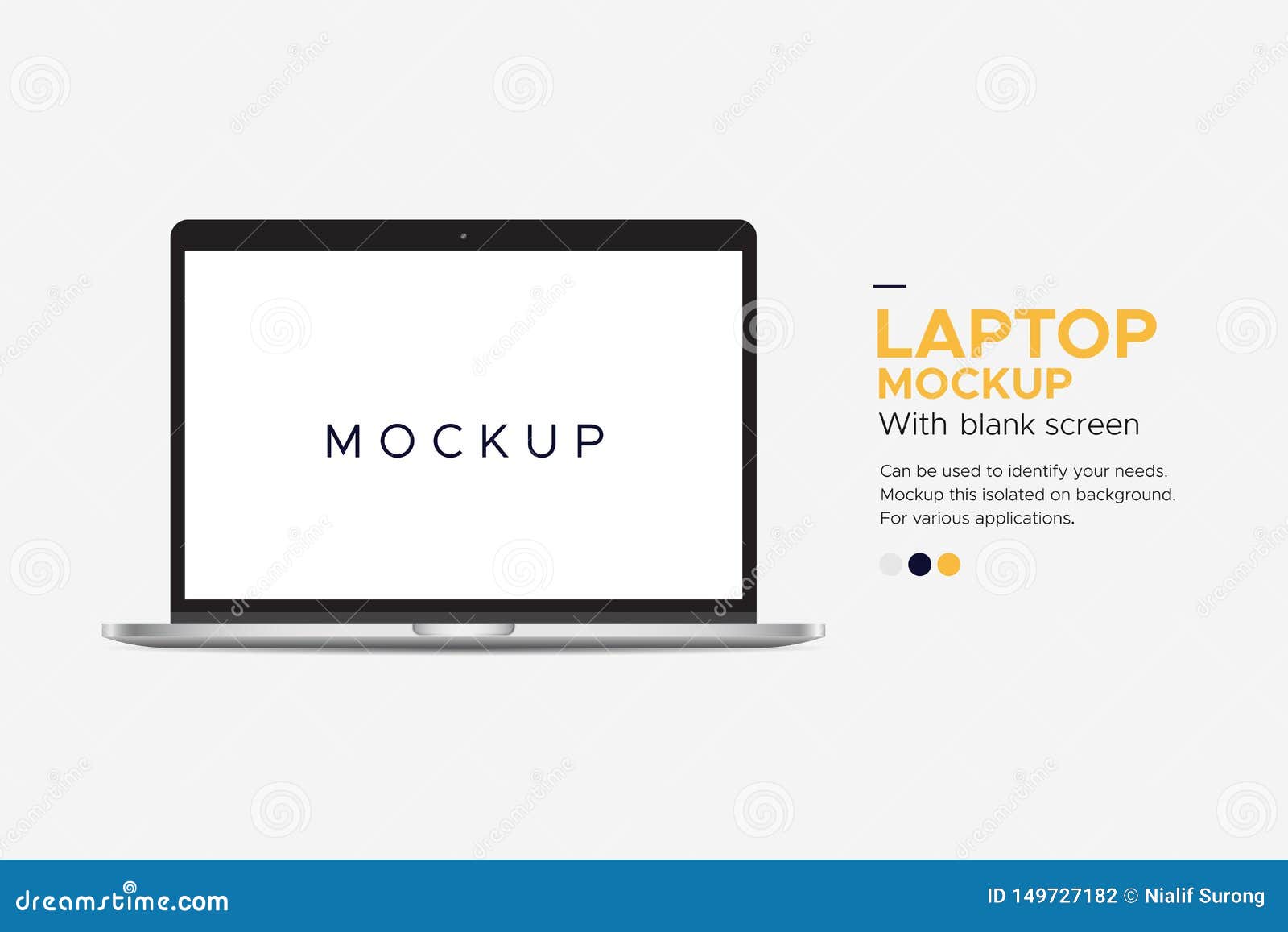 laptop imac mockup banner with blank screen  on background