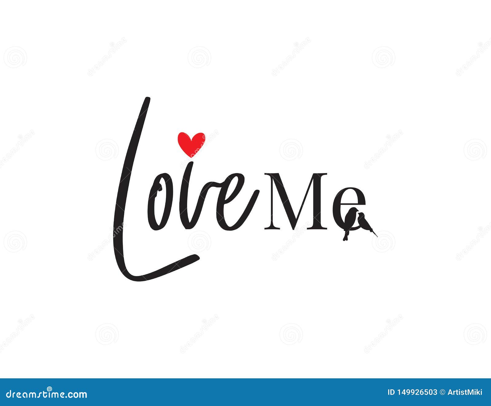 Wall Decals, Love Me, Wording Lettering Design with Red Hearts Vector