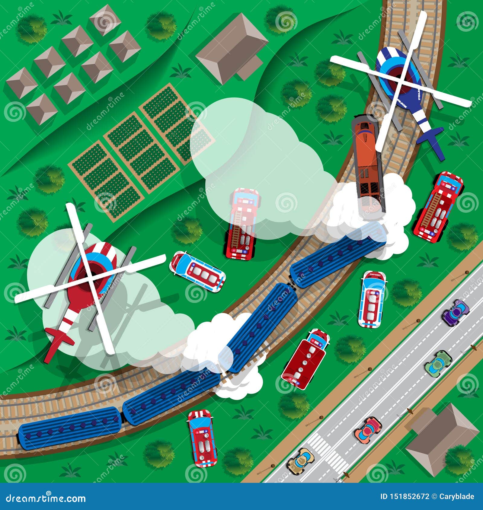 Train wreck. stock vector. Illustration of collision 151852672