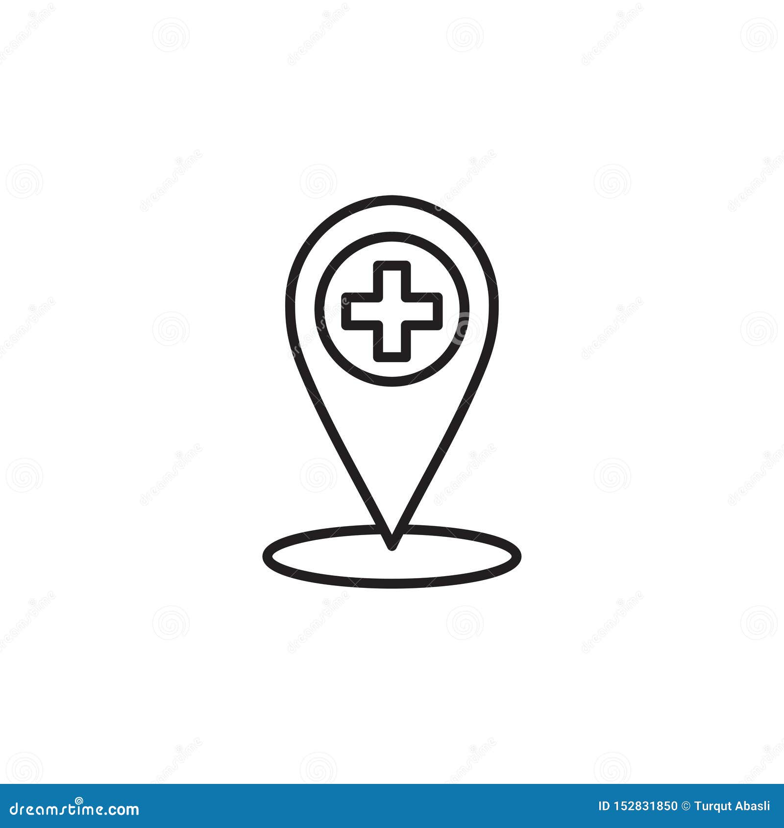 modern medical line icon of geo position. outline clinic logo for polyclinics.