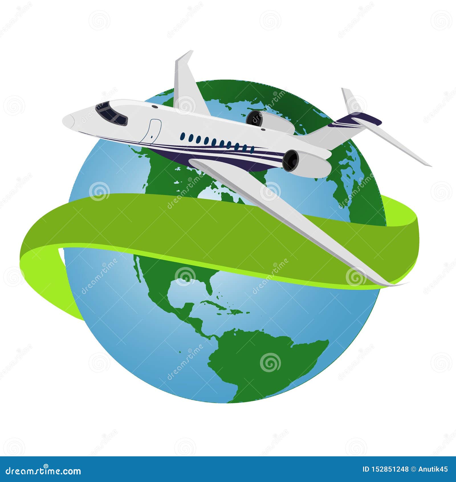 Airplane Flying Around the World, Vector Illustration Stock Vector ...