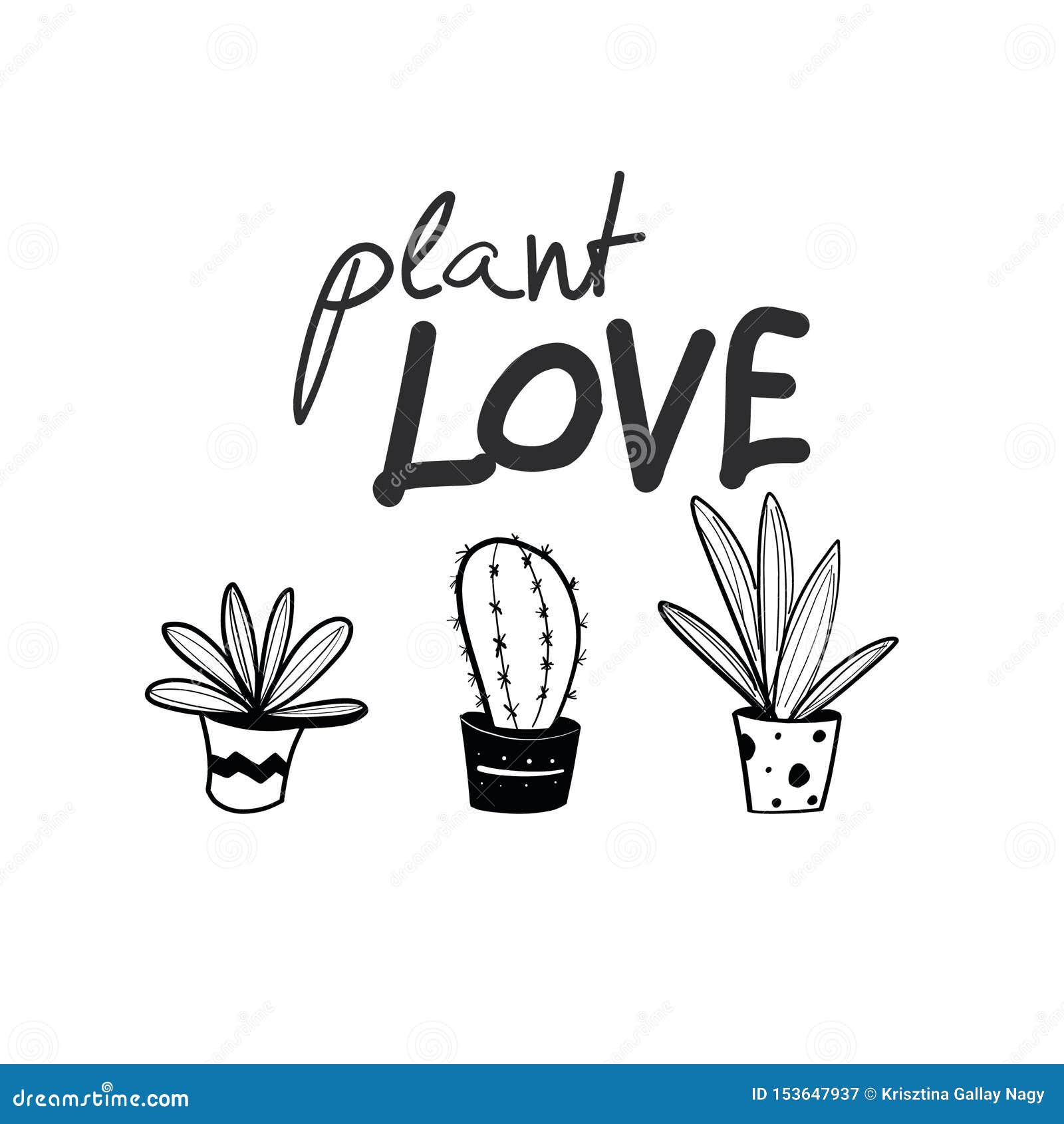Plant Love Quotes with Succulents and Cactus. Simple Scandinavian