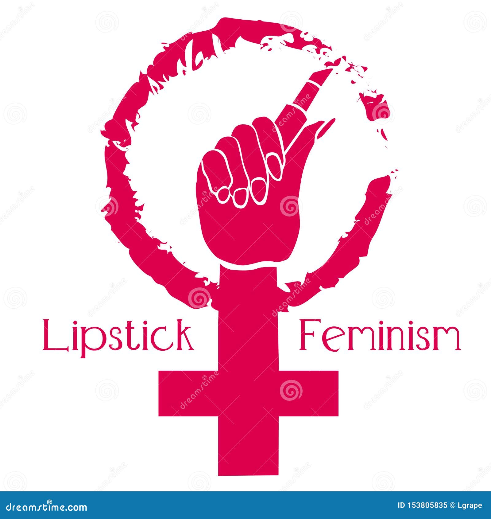 Feminism Symbol. Girl Power. Lipstick Feminism. Beauty and Power Stock