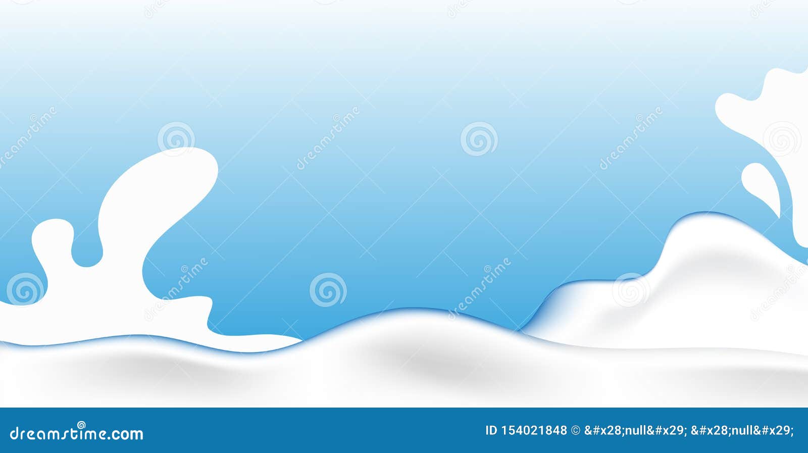 milk splash seamless pattern. 3d realistic yogurt wave border on blue background.  milk package . yogurt pouring borde