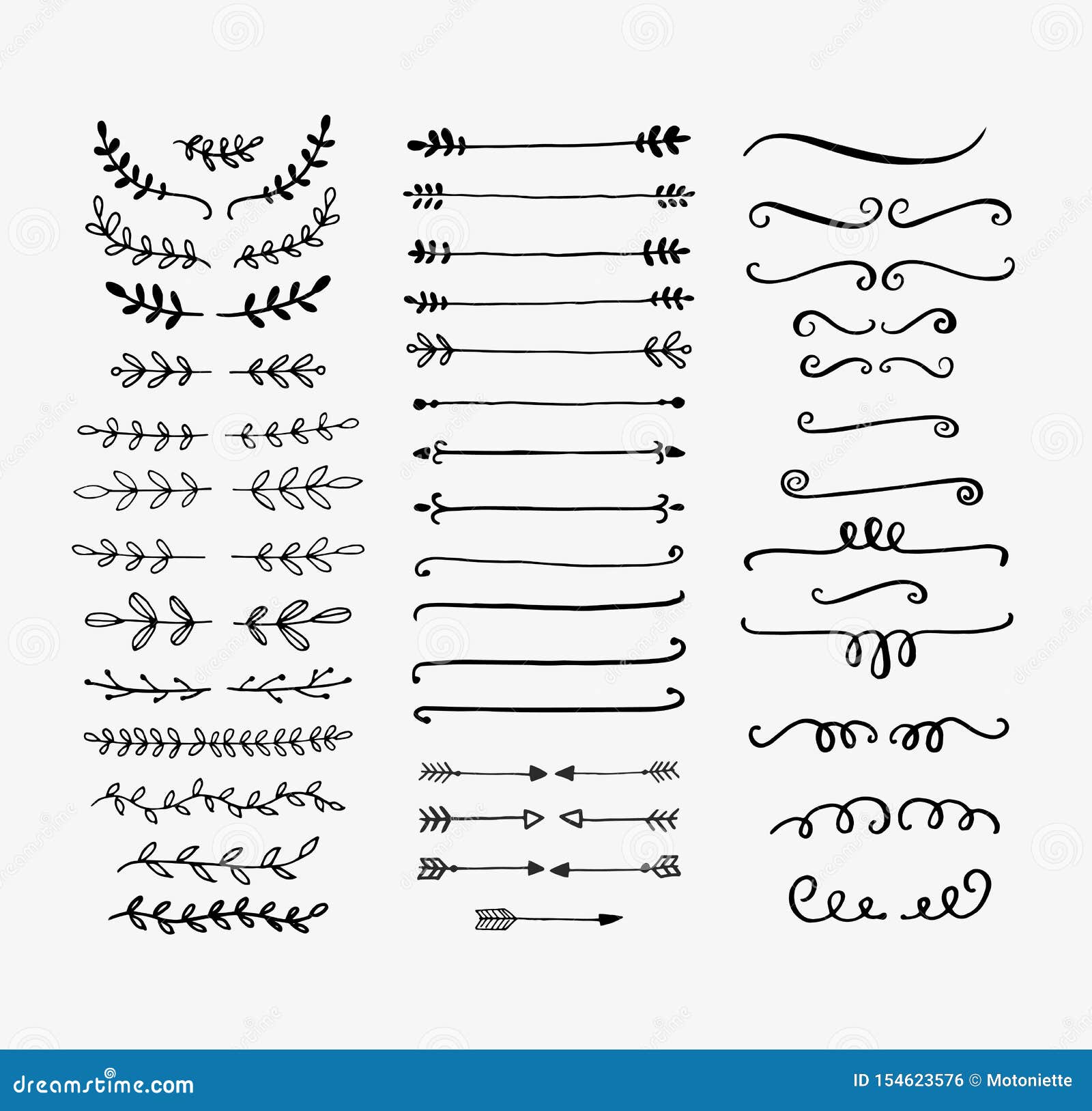 hand drawn  dividers. lines, borders and laurels set. doodle  s.