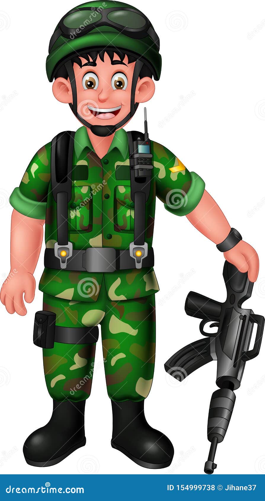 Funny Soldier Cartoon stock illustration. Illustration of person - 154999738