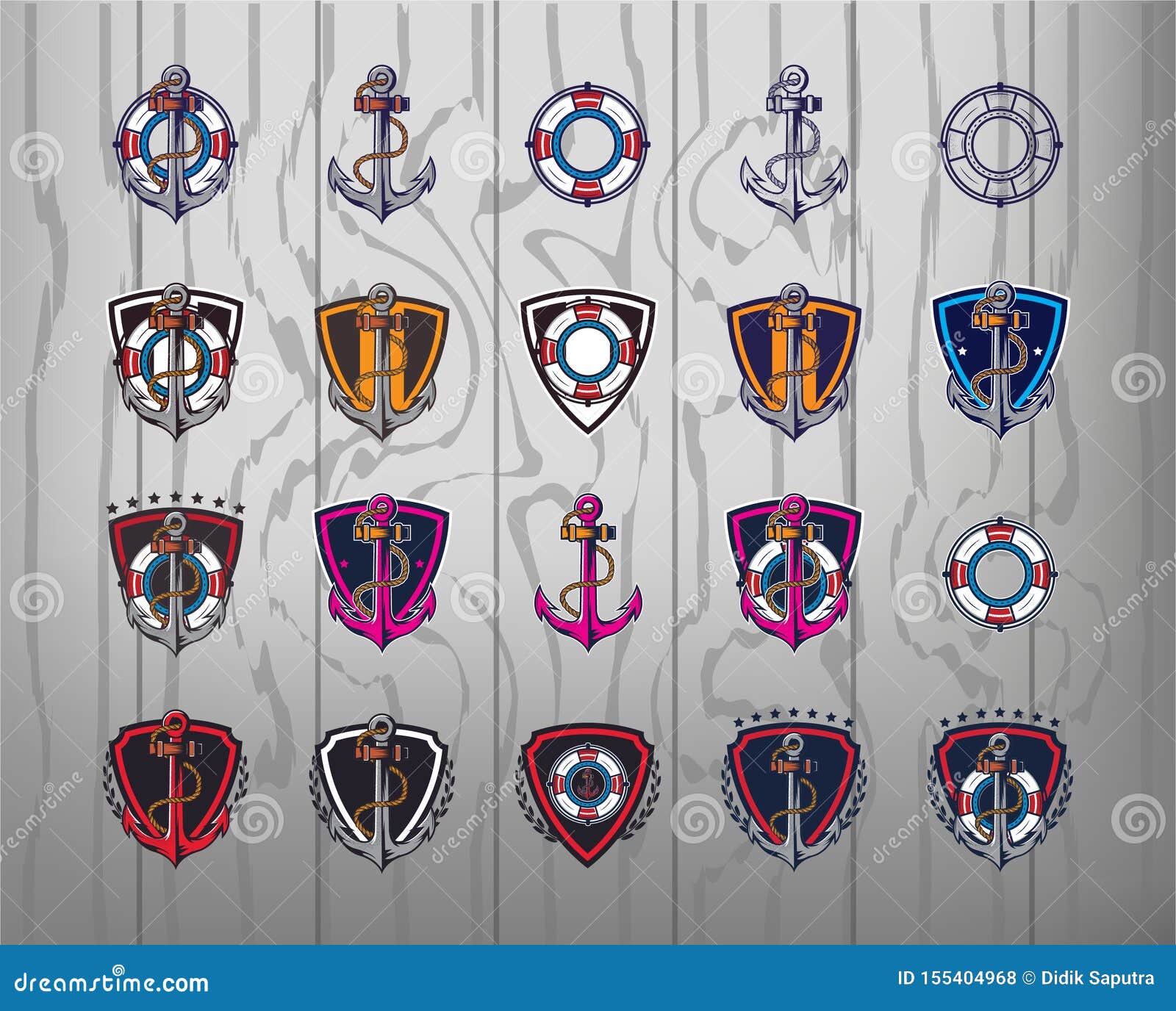 Anchor Logos. Set of 20 Anchor Labels for Your Business Stock Vector Illustration of boat