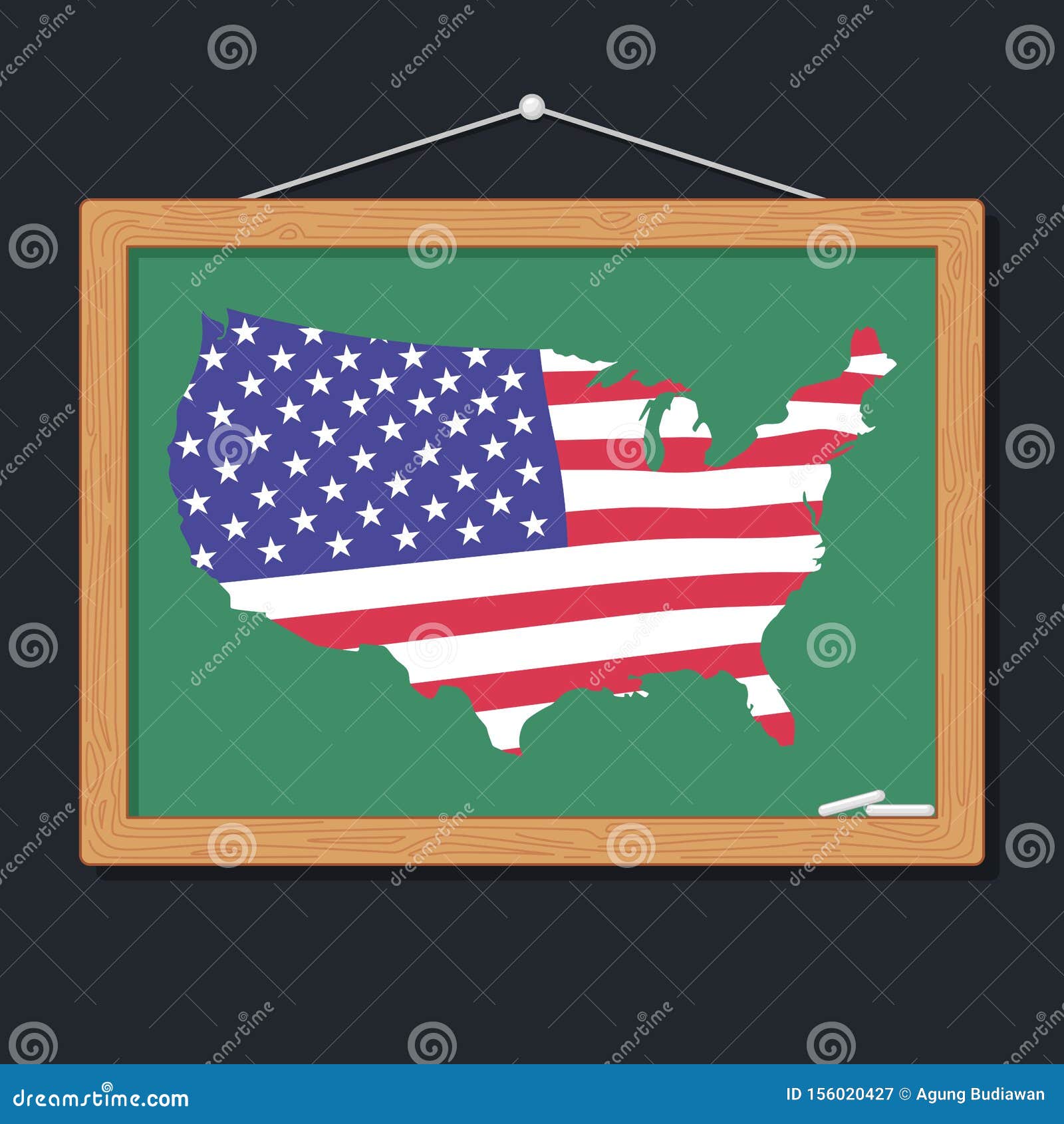 American Flag on Chalkboard Stock Vector Illustration of blackboard