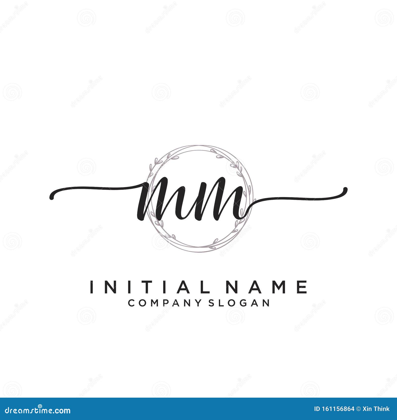 Initial mm beauty monogram and elegant logo design