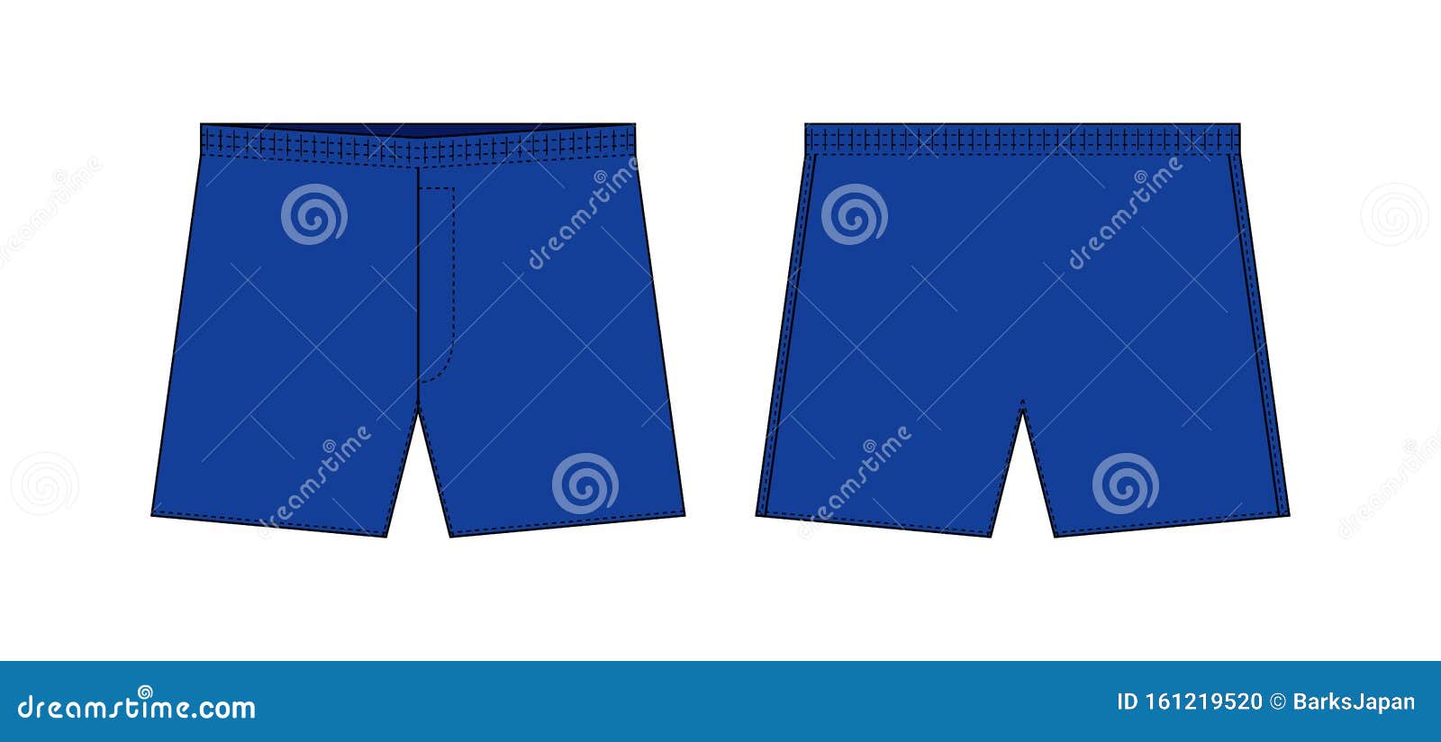 Men`s Boxers , Boxer Shorts , Trunks Template Illustration / Blue Stock